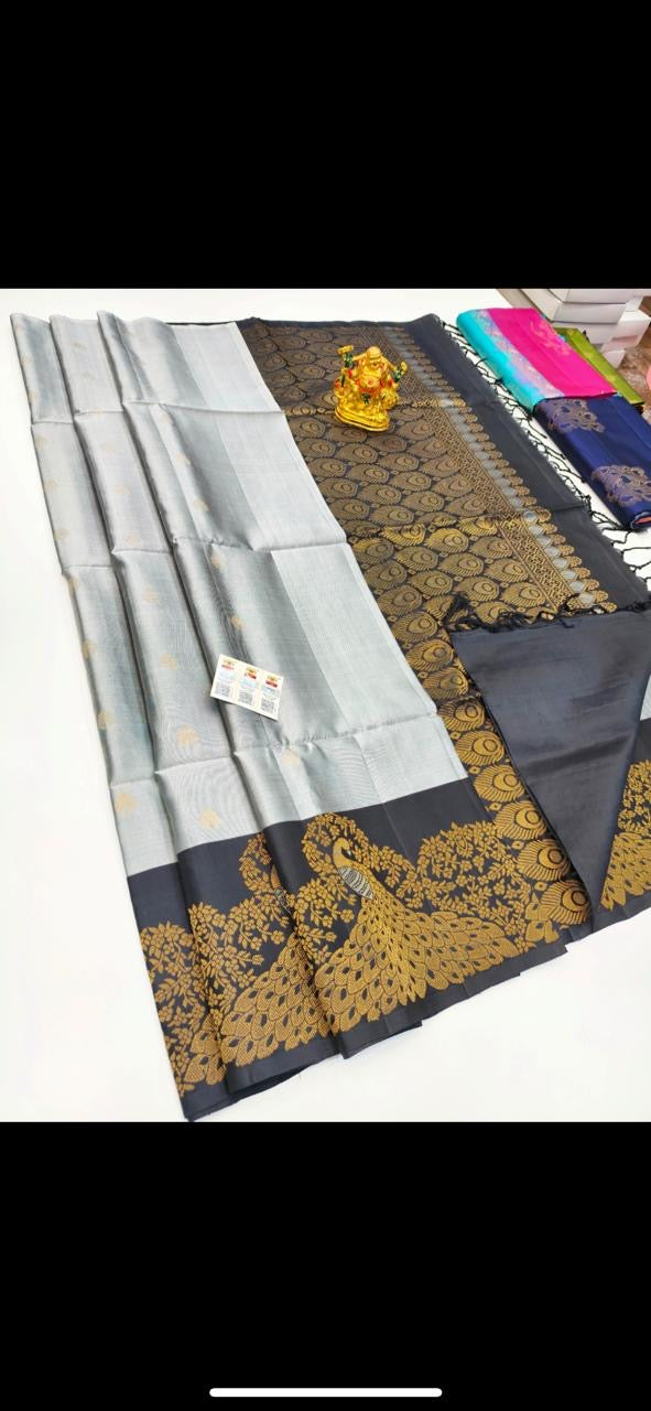 Elegance Redefined: Handloom Soft Silk Sarees with Golden Glamour