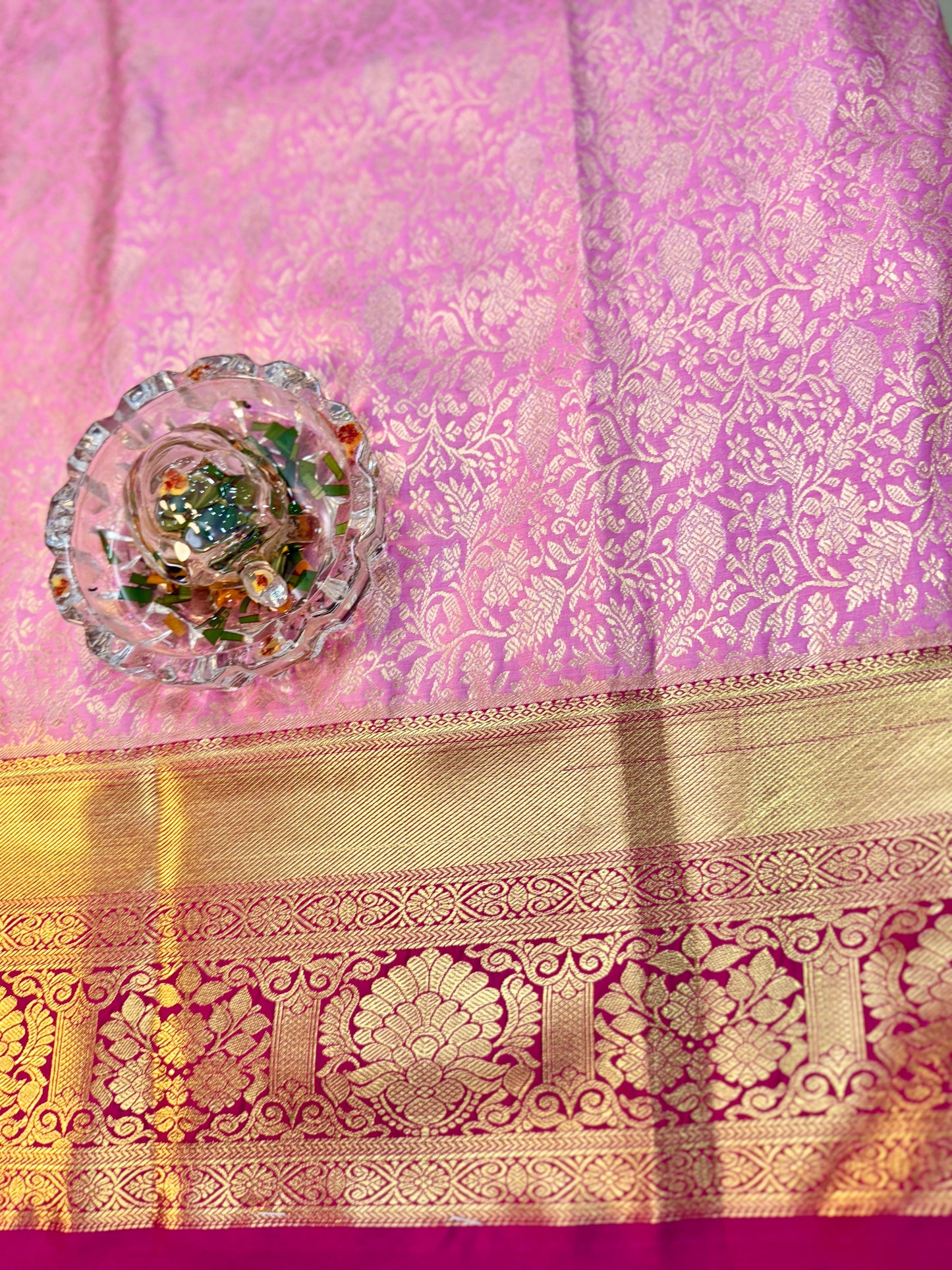 Semi Kanchi Pattu Brocade Saree with Zari Weaving and Contrast Border – Festive Wear