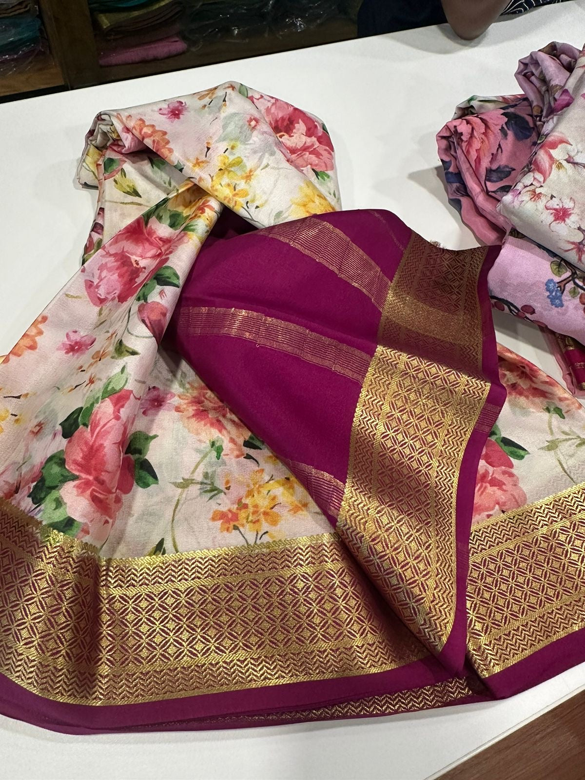 Flat 25 Off - Elegant Pure Crepe Mysore Silk Sarees - Silk Mark Certified
