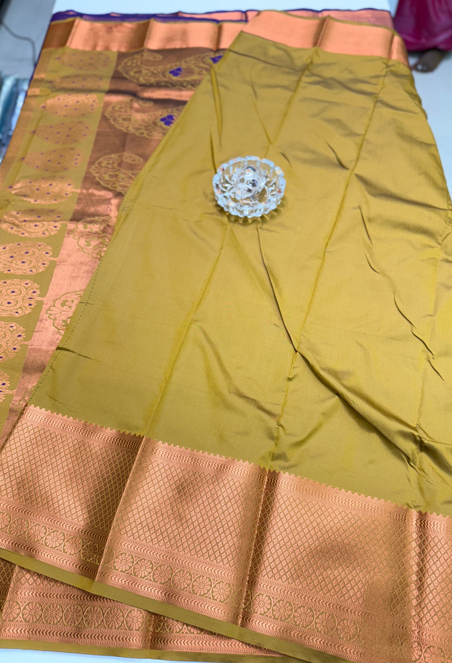 Dharmavaram Silk Saree with Intricate Meena Work and Blouse Piece for Women