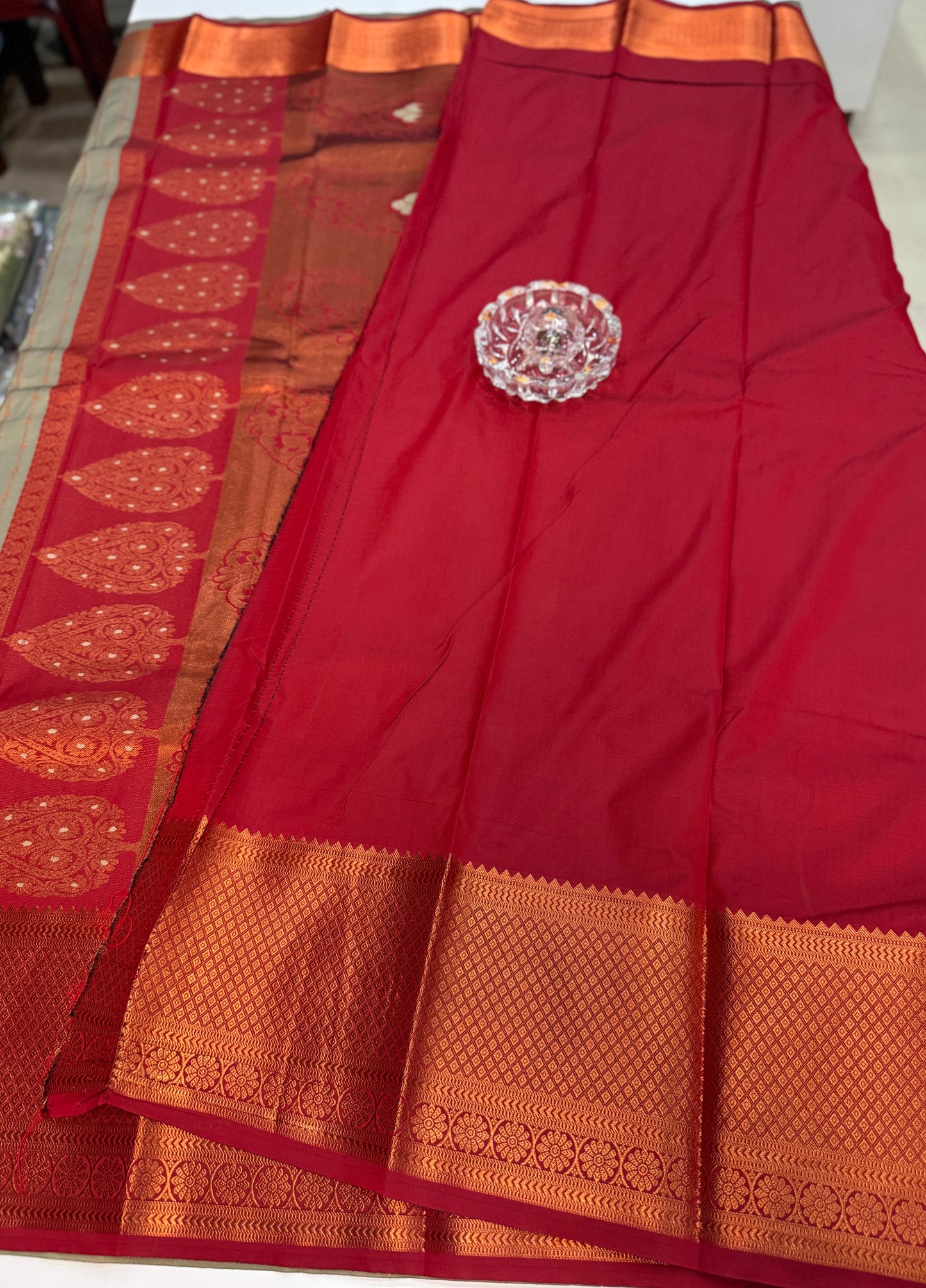 Dharmavaram Silk Saree with Intricate Meena Work and Blouse Piece for Women