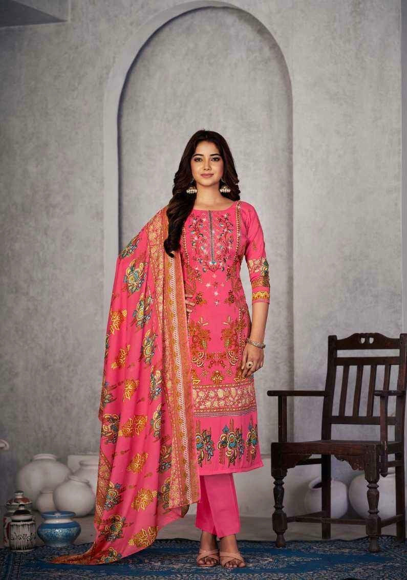Soft Cotton Dress Material with Embroidery and Swarovski Work