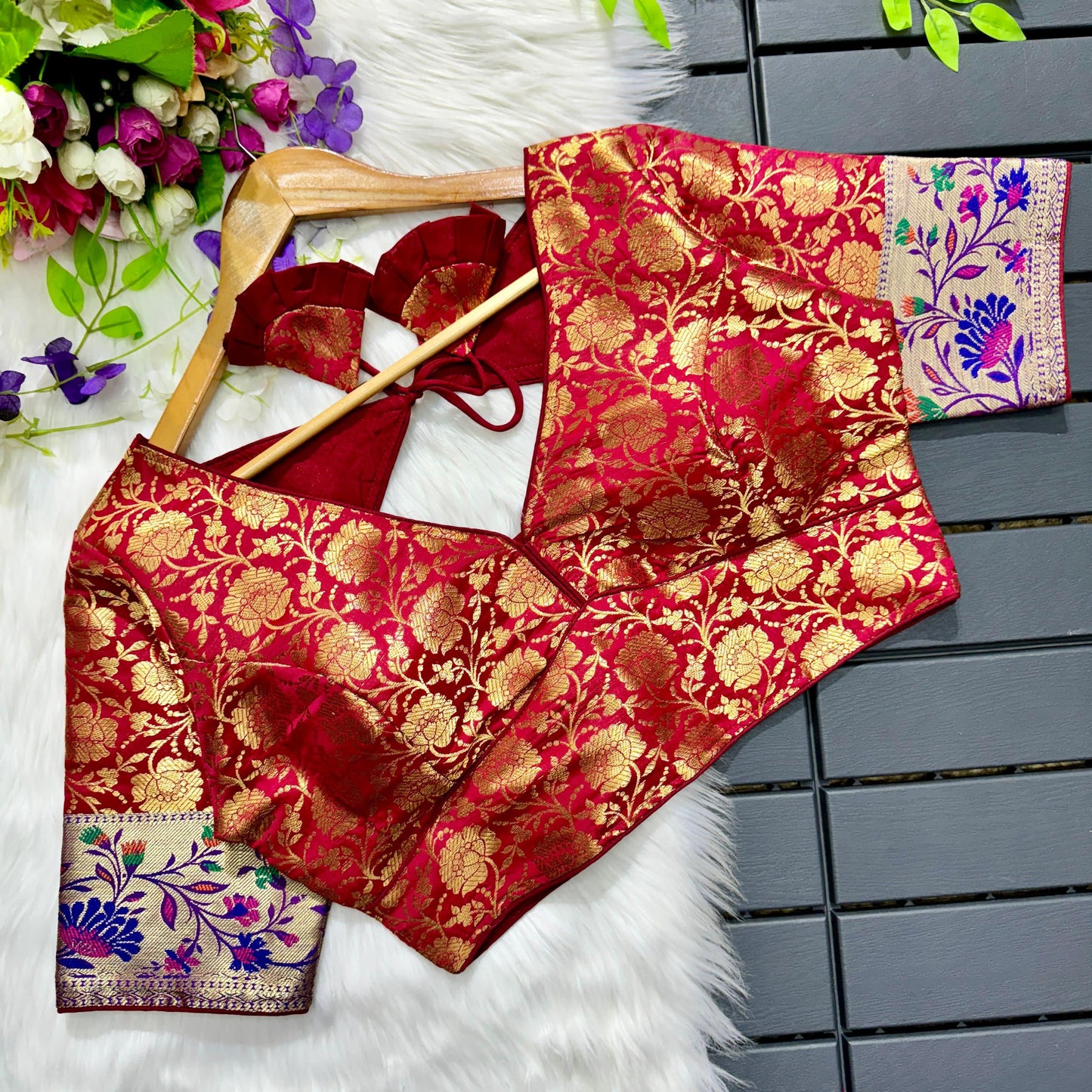 Festival Wear Blouse featuring intricate multi-meena work