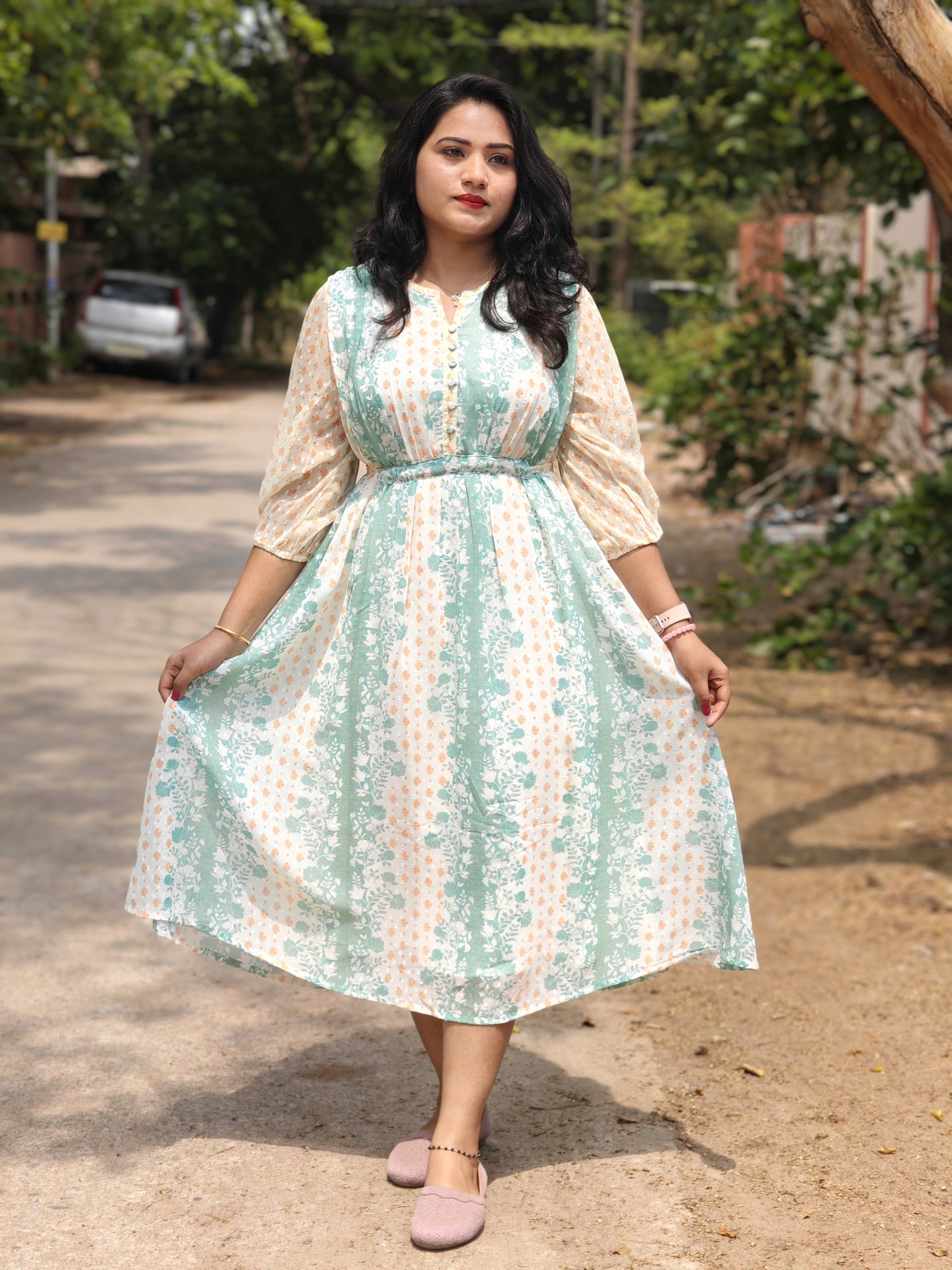 Off White Georgette Dress