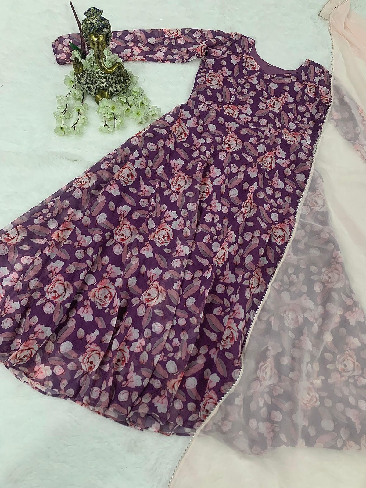 Elegant Georgette Gown with Dupatta: Stylish and Comfortable