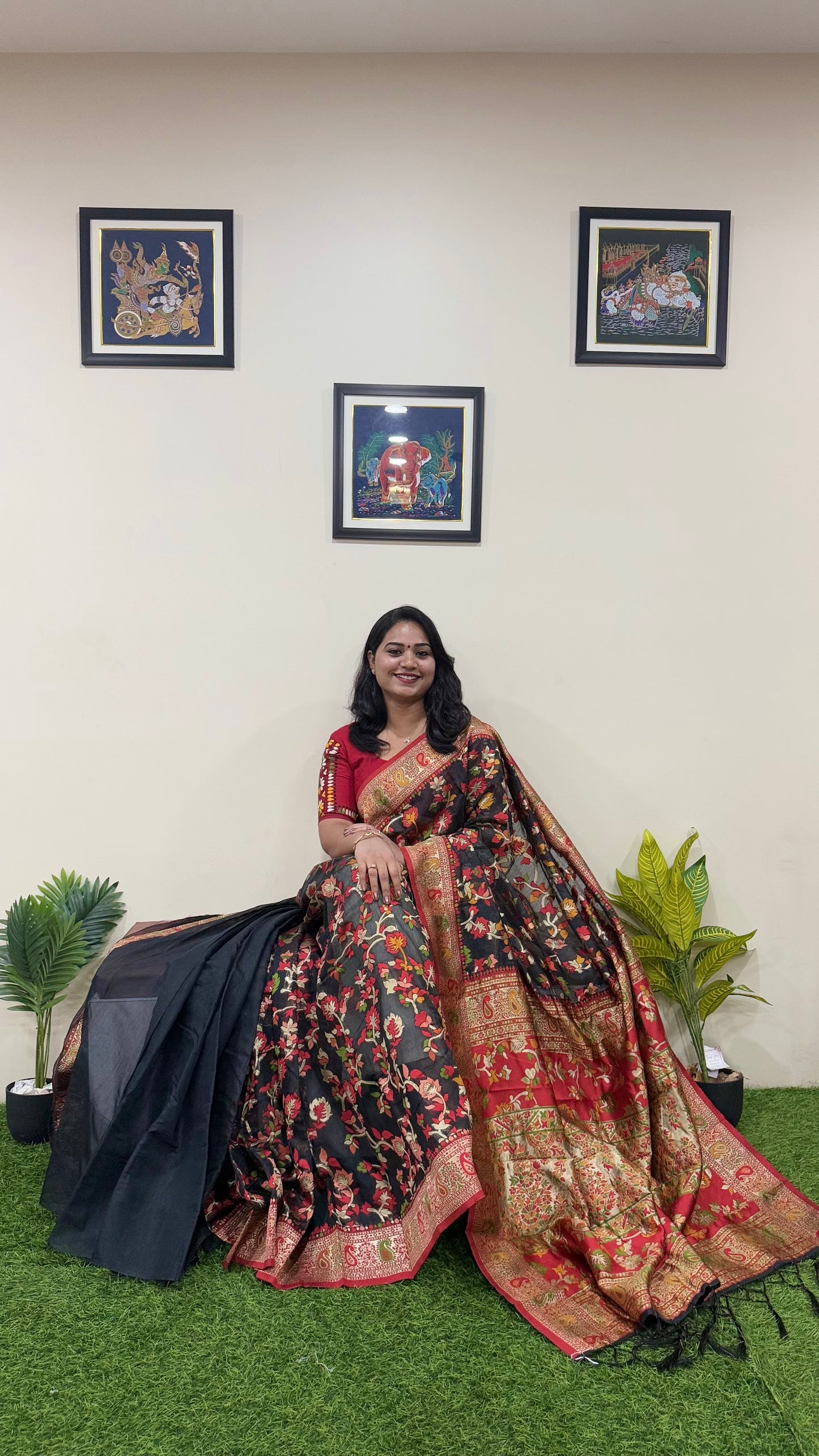 Semi Chanderi Pashmina Saree code 311
