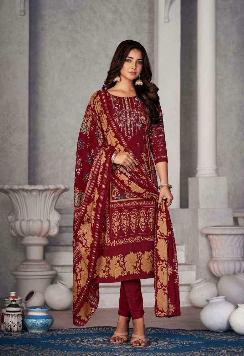 Soft Cotton Dress Material with Embroidery and Swarovski Work