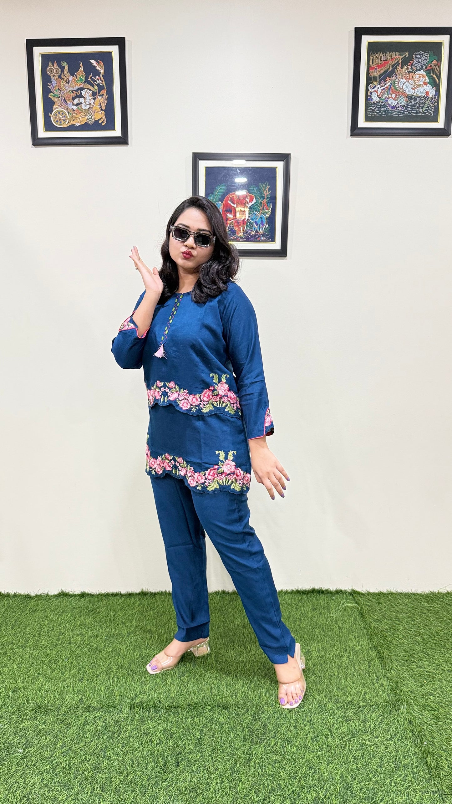 Women's Viscose Latex Co-ord Set in Trendy Solid Design – Sizes XL to 3XL