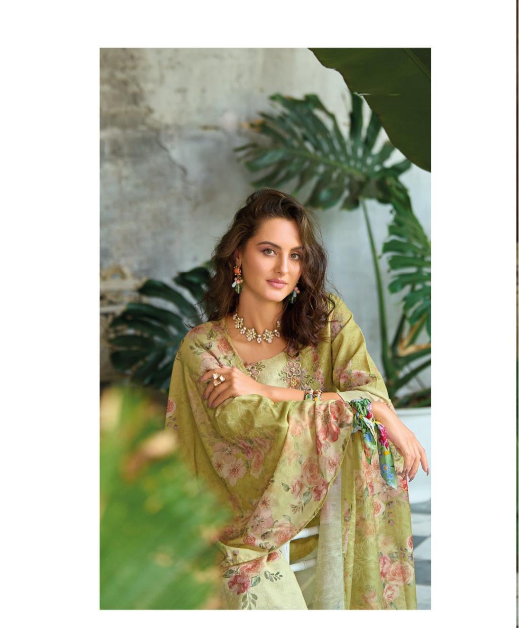 Women’s Linen Schiffli Embroidered Kurta Set with Cotton Pant and Viscose Mal Dupatta – L to 3XL
