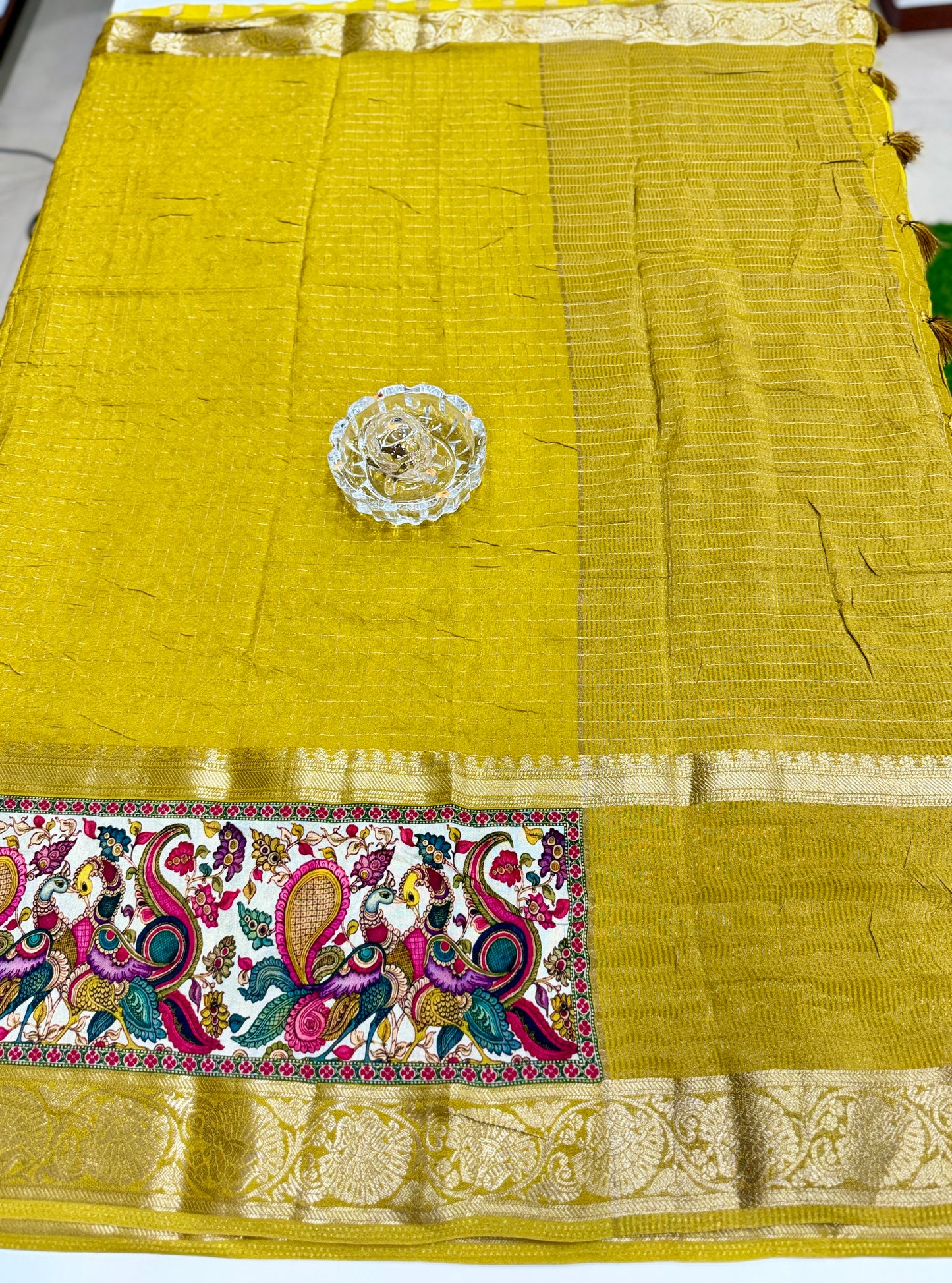 Russian Bentex Border Chittpallu Viscose Crepe Silk Saree with Zari Weaving – Festive Wear