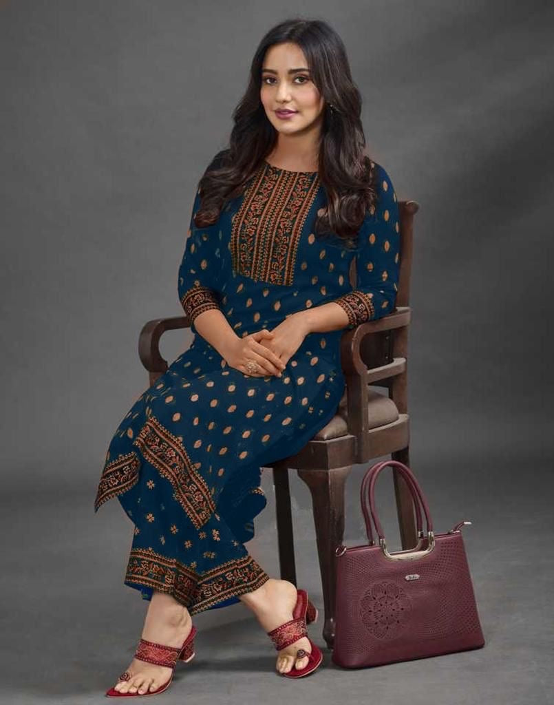 Heavy Rayon Long Kurti with Palazzo Set for Women – Comfort Fit, M to XL Sizes