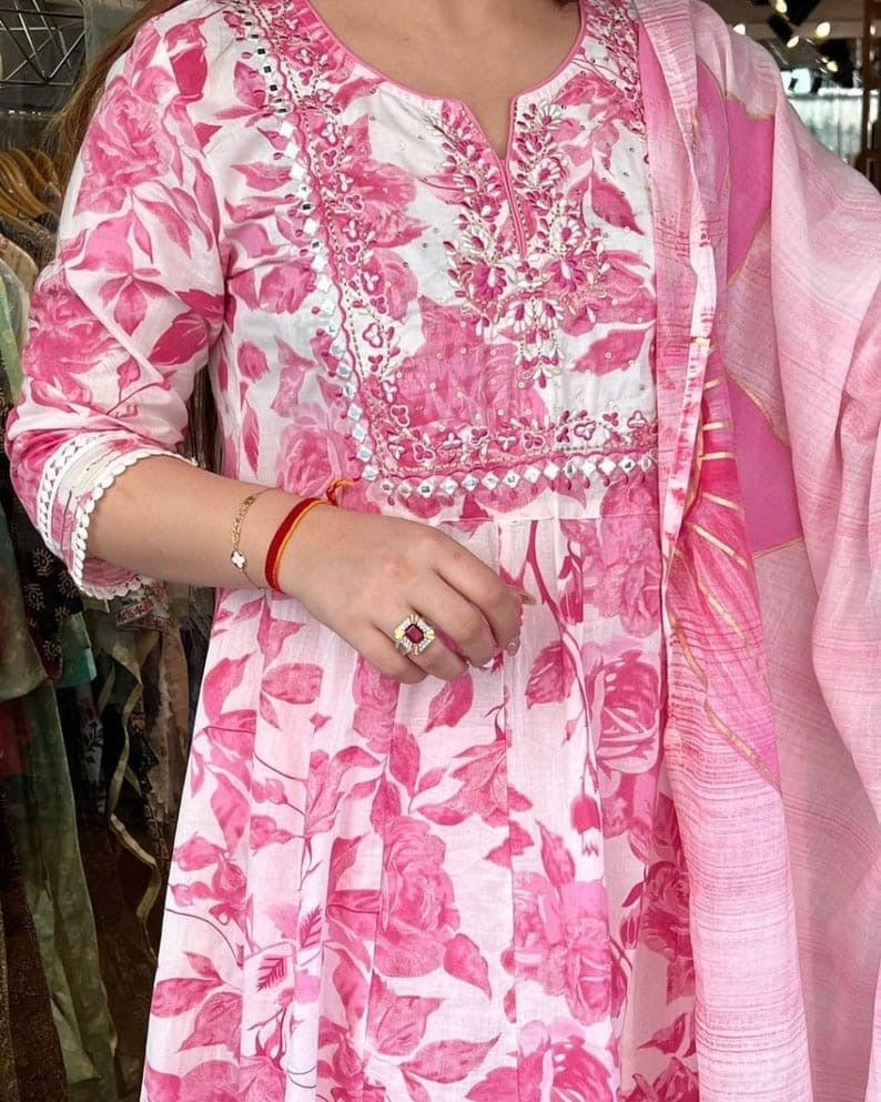 Radiant Summer Chic: Embroidered Reyon Kurti Set Collection Unveiled