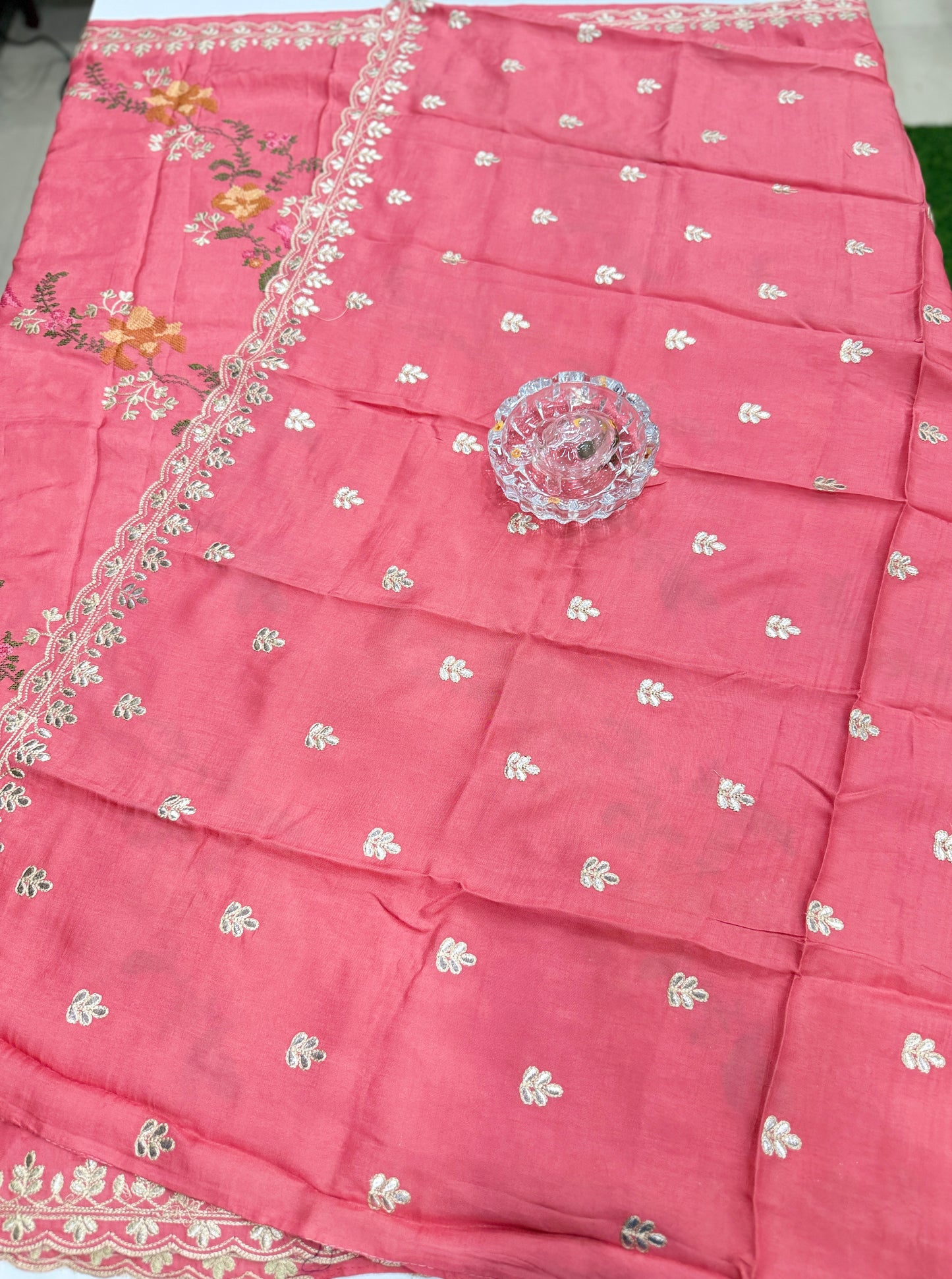 Pure Munga Silk Saree with Fancy Gotta and Embroidery Work – Festive & Wedding Wear