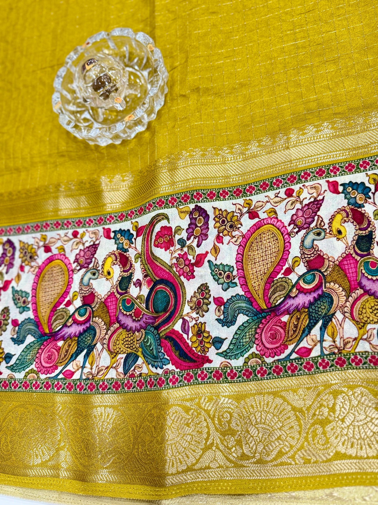 Russian Bentex Border Chittpallu Viscose Crepe Silk Saree with Zari Weaving – Festive Wear