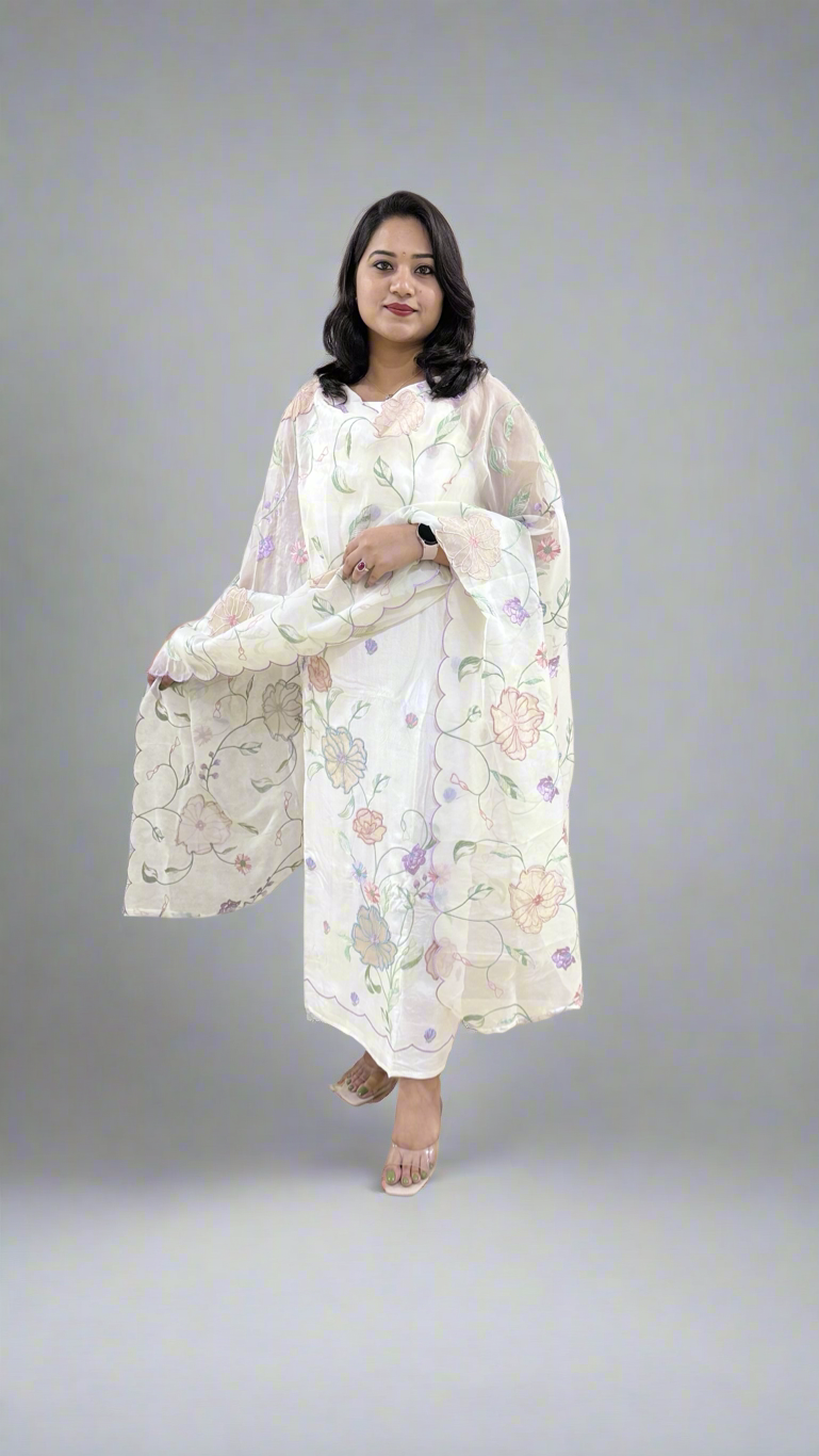 Qurbat Collection Pure Bamber Silk with Resham Embroidery