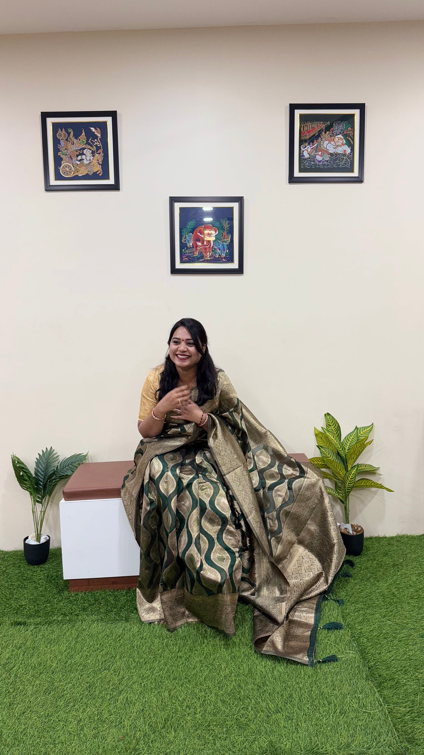 Deep Navy Organza Woven Saree Code 195