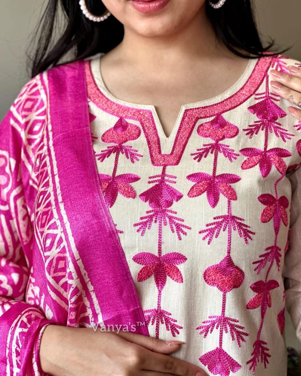 Premium Handloom South Cotton Kurta Pant and K-Silk Dupatta Set