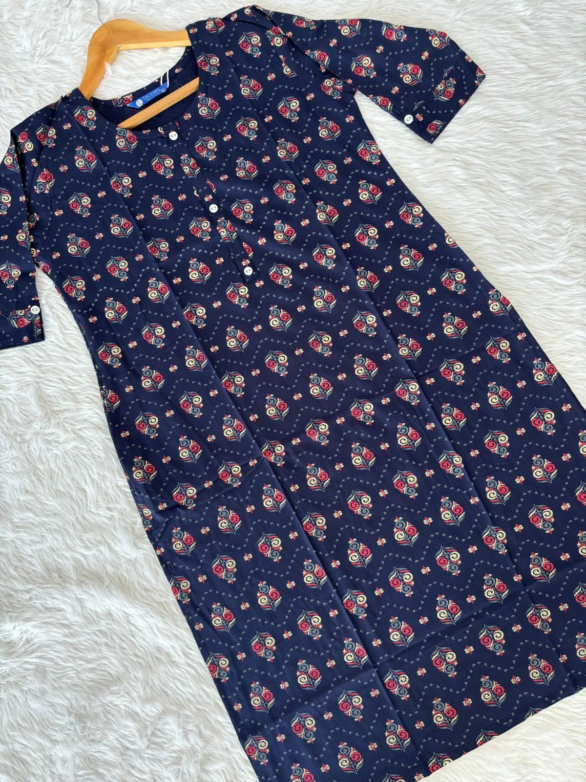 Rayon Summer Kurtis Blue Spade