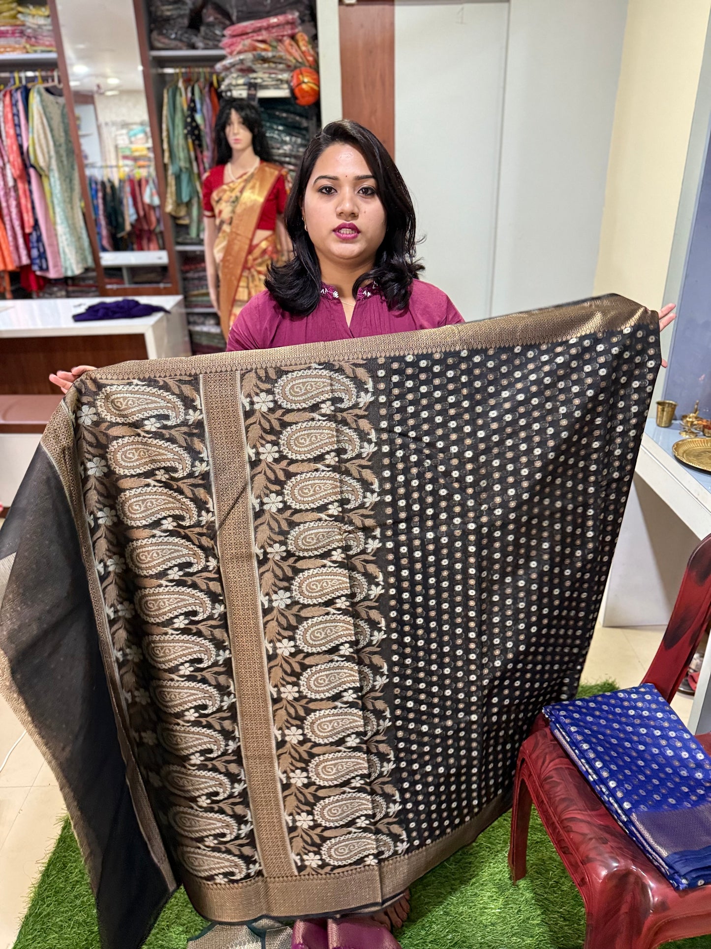 Pure Kota Stripe with Cotton Work Saree
