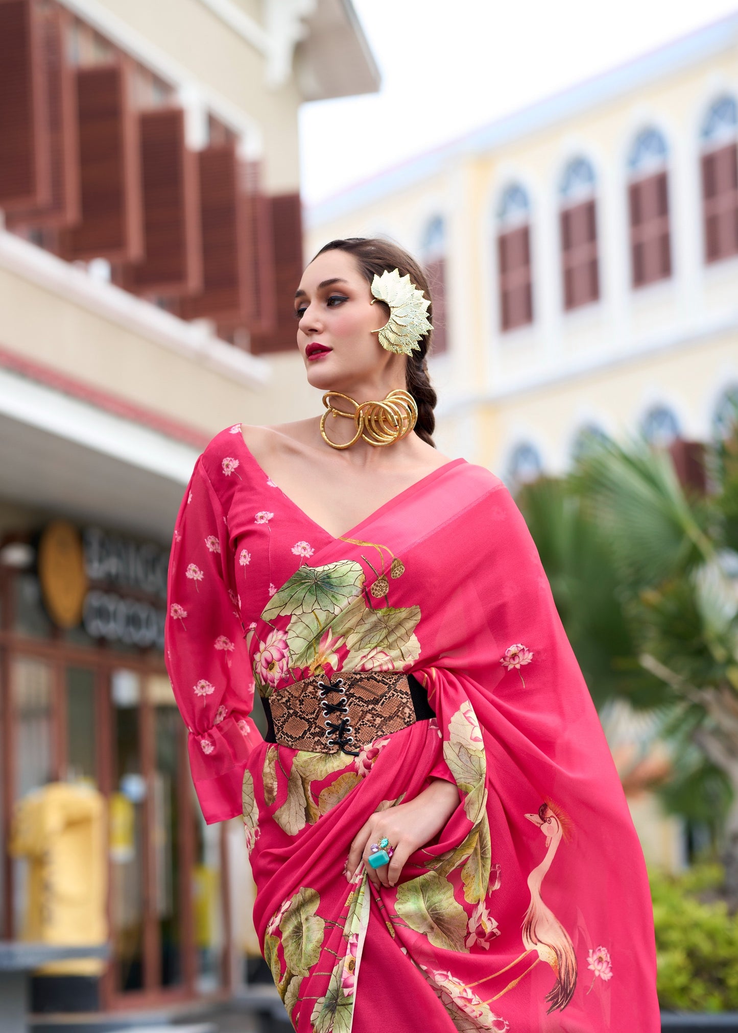 Pure Georgette Saree with Exclusive Digital Prints – Women’s Festive and Party Wear