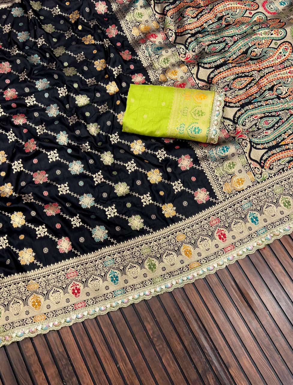 Pure Masharu Silk Lakhnavi Meena Jacquard Saree