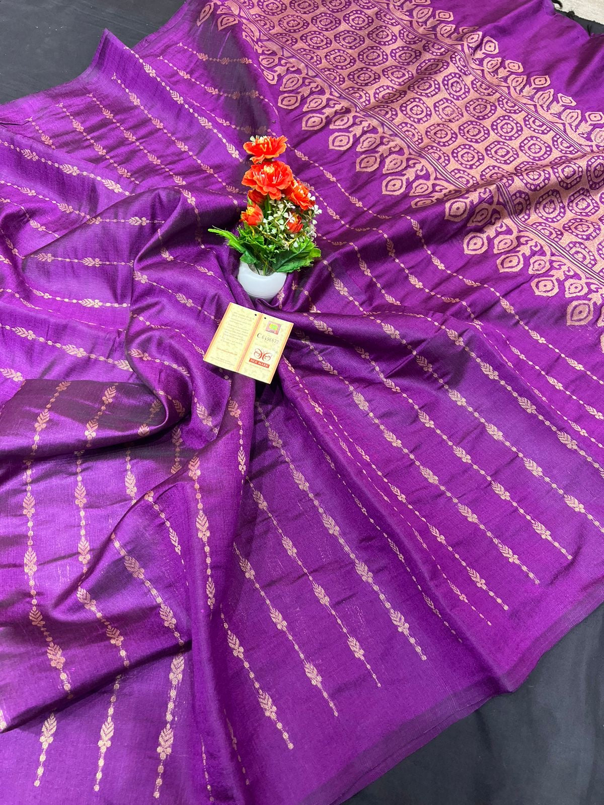 Pure Raw Silk Handloom Weaved Saree
