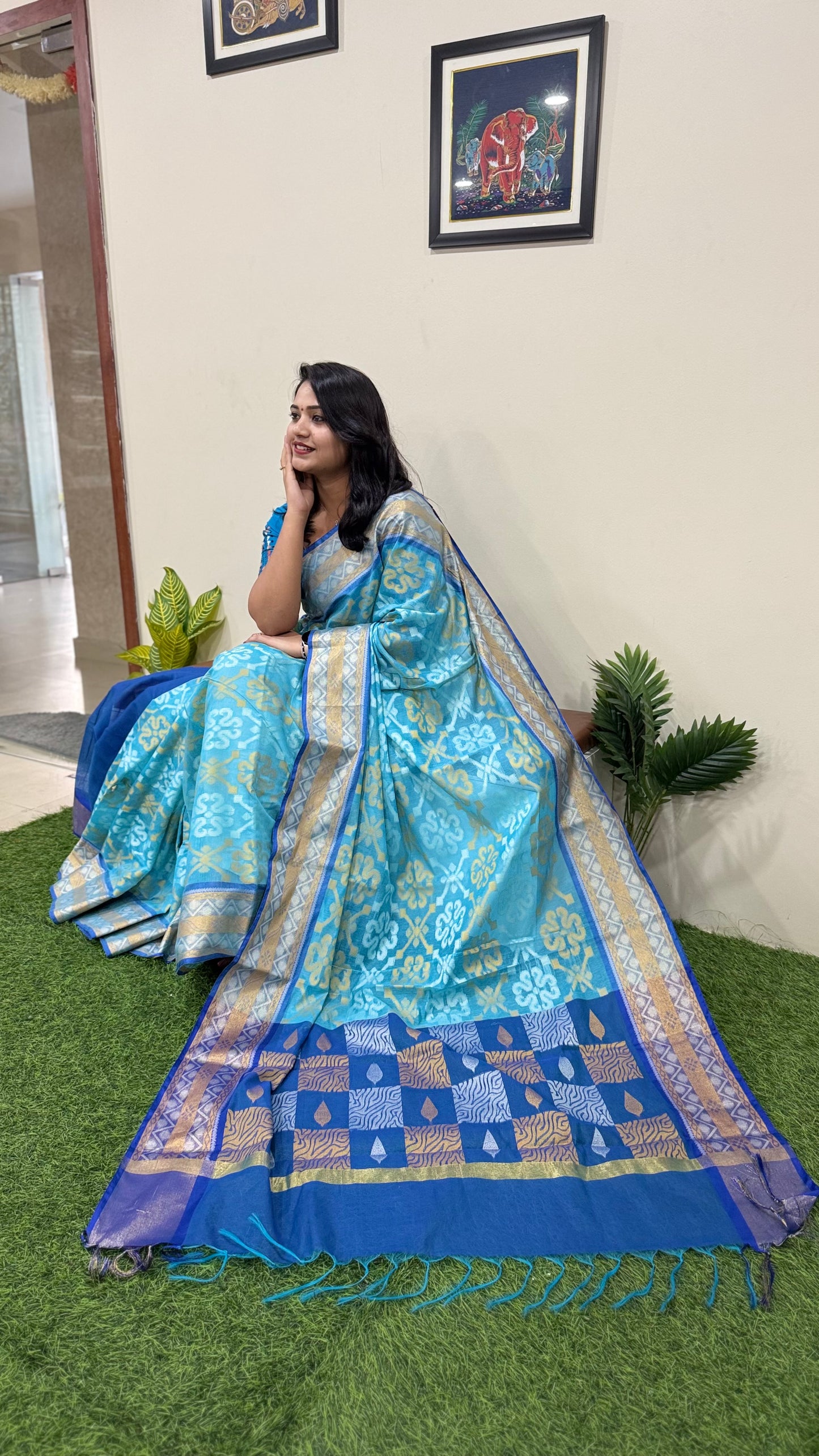 Pochampally Weaving Pure Cotton Saree