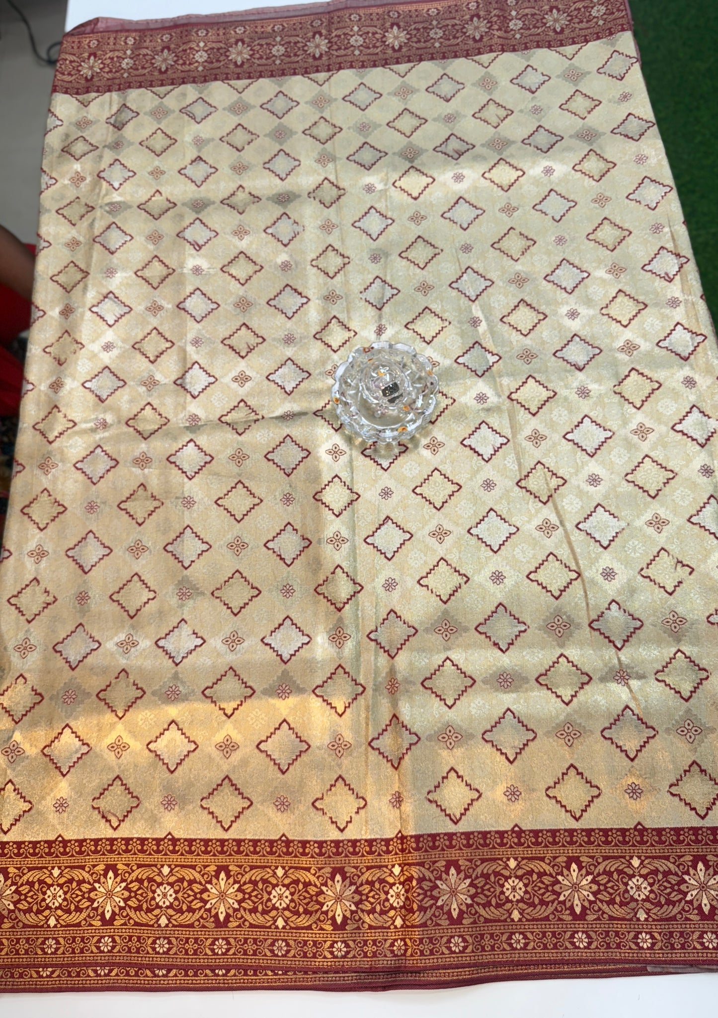 Kanjivaram Soft Silk Saree with Meenakari Weaving, Broad Pattu and Potli Tassels – Wedding Silk Saree for Women
