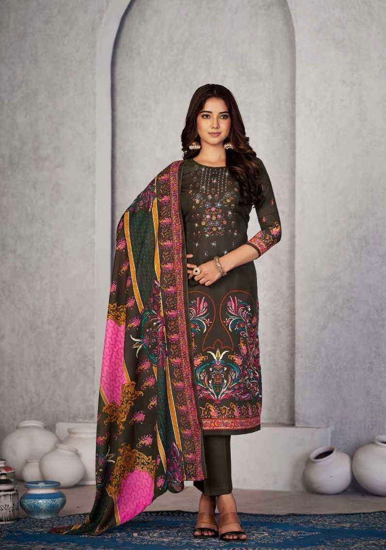 Soft Cotton Dress Material with Embroidery and Swarovski Work