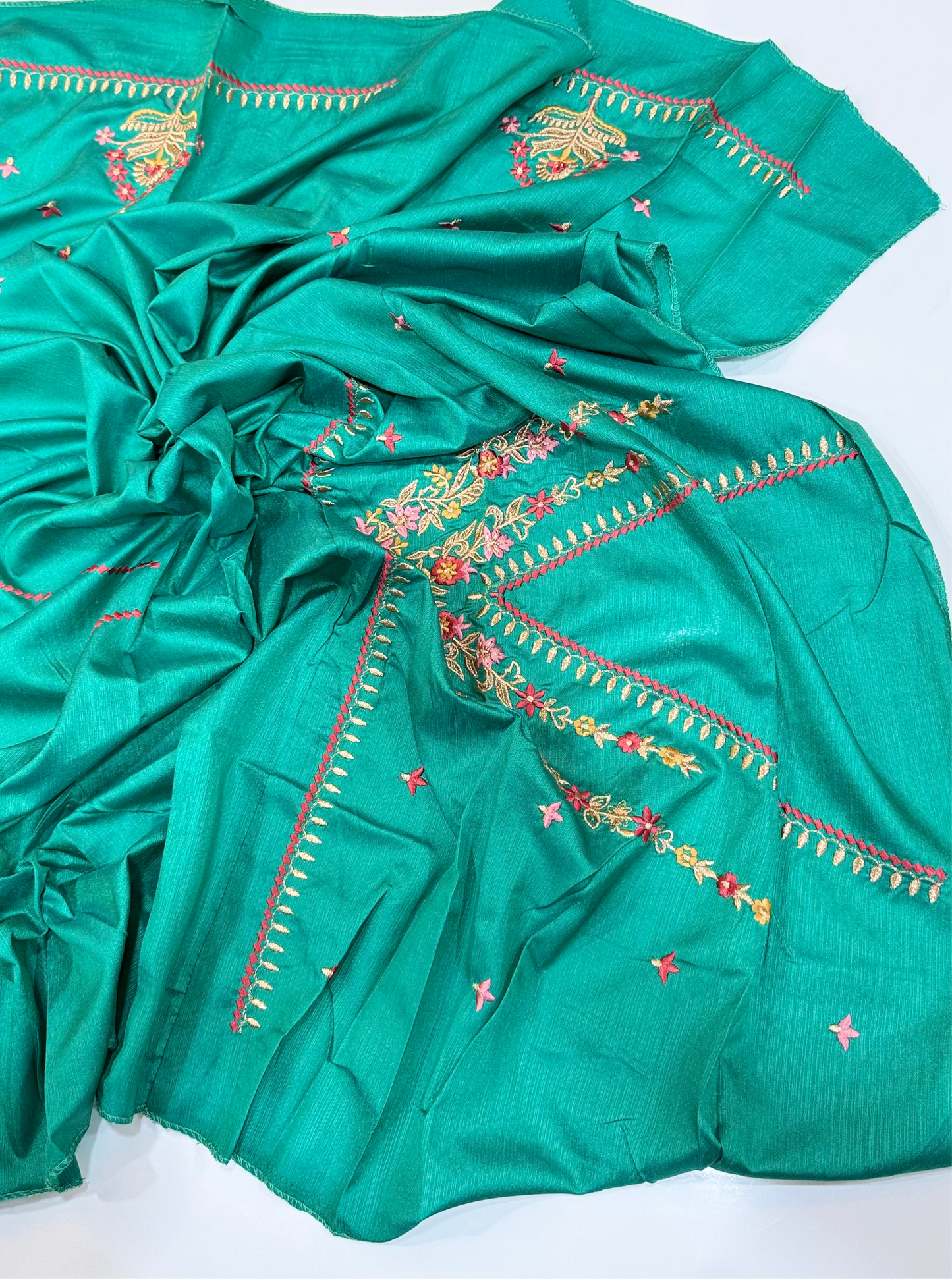 Soft Brasso Printed Saree with Fancy Border, Tassel Pallu and Work Blouse for Women – Party and Festival Wear