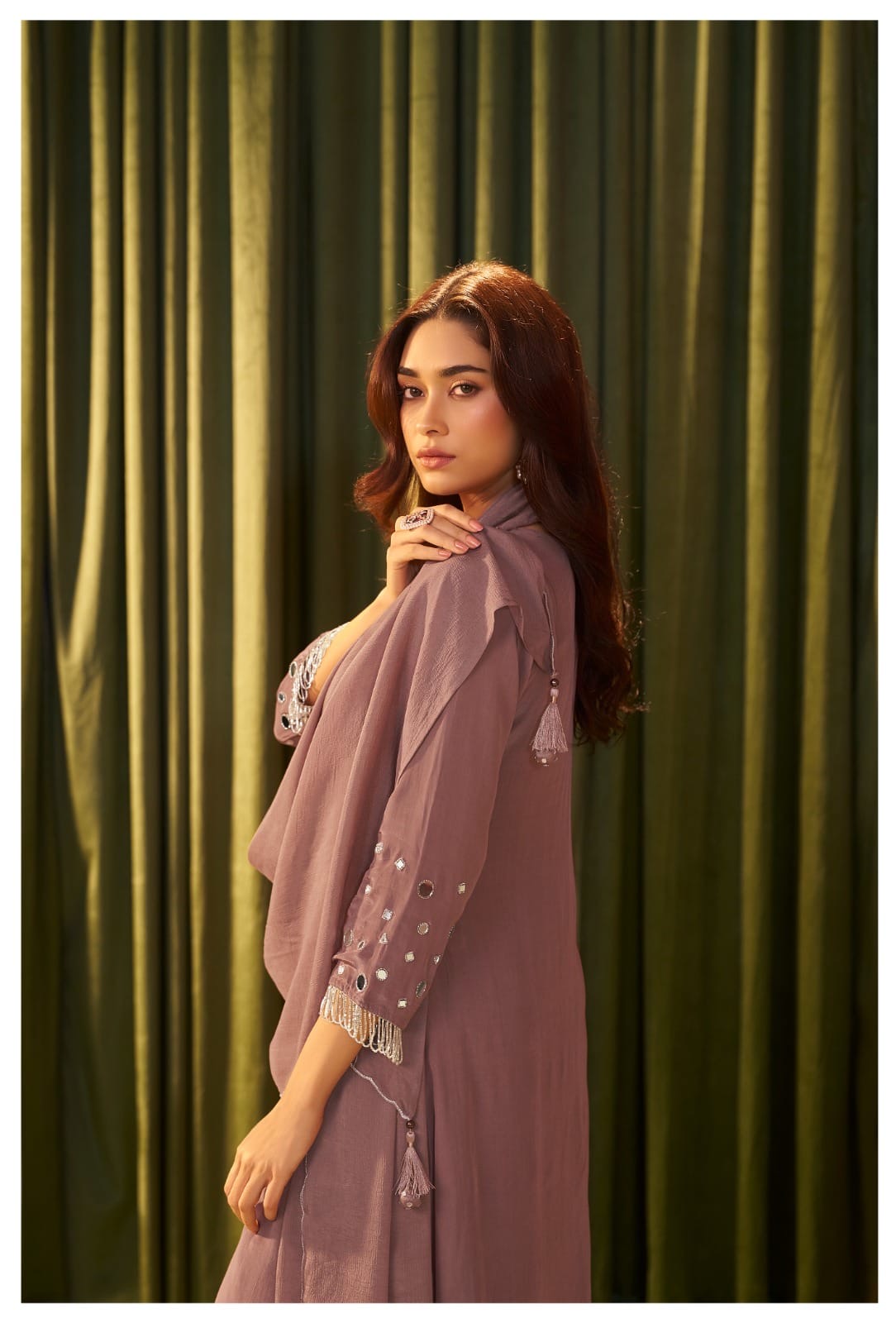 Women's Crepe Mirror and Cutdana Work Kurta Pant Dupatta Set – M to XXL