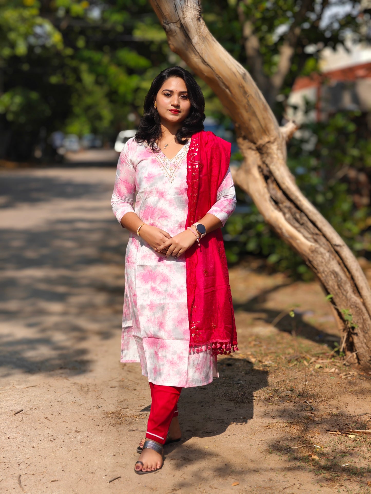 Handcrafted Modal Silk Kurti with Pant & Heavy Work Dupatta – Sizes M to 3XL