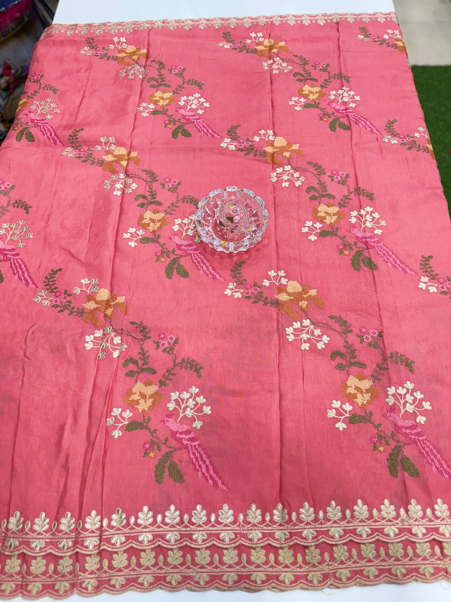 Pure Munga Silk Saree with Fancy Gotta and Embroidery Work – Festive & Wedding Wear