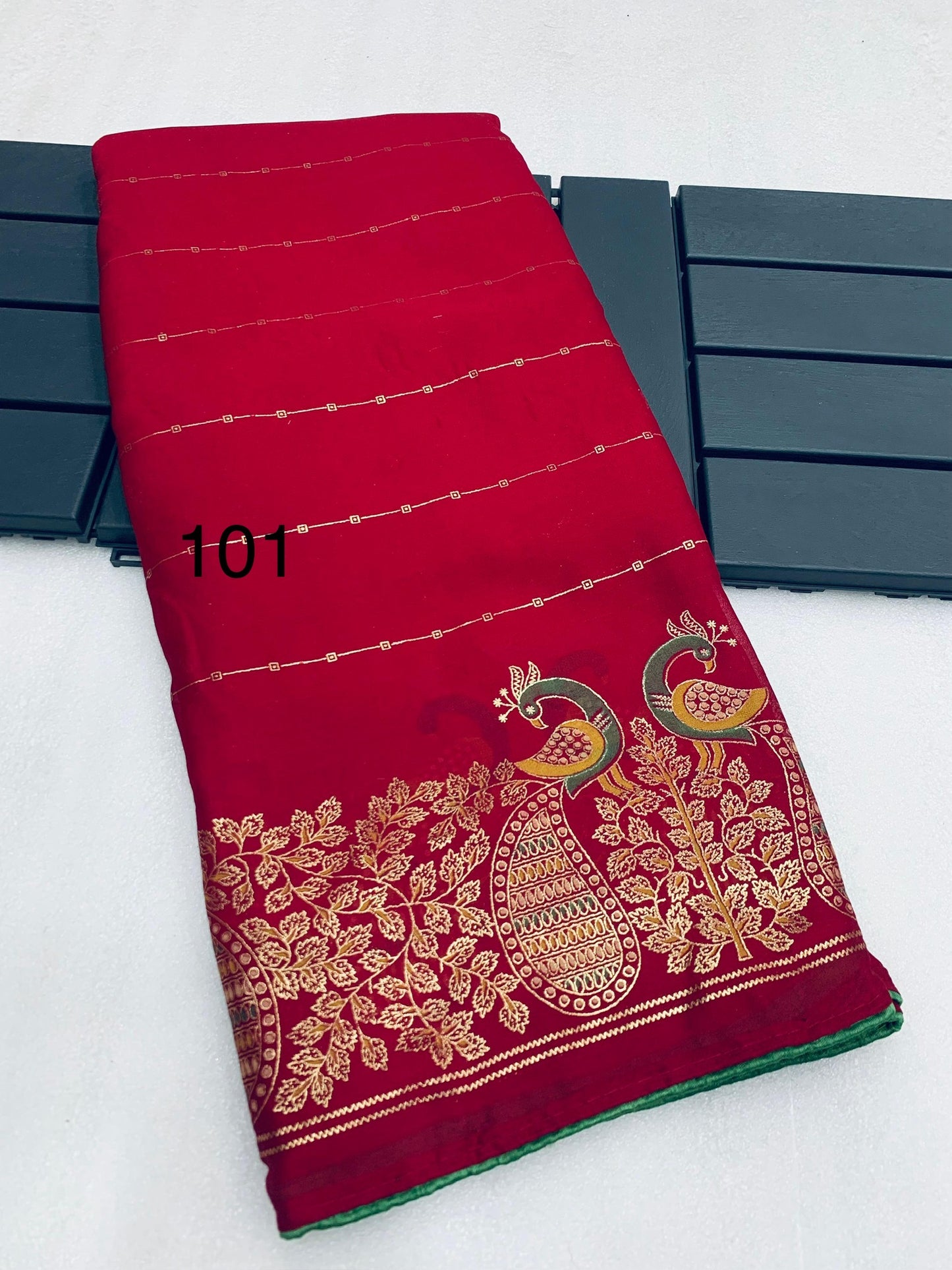 Bamber Viscose Georgette Saree with Mill Foil Print and Running Blouse – Festive Wear