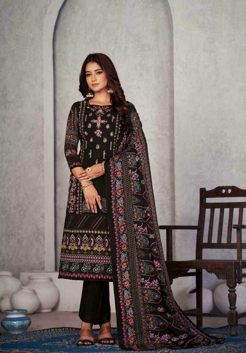 Soft Cotton Dress Material with Embroidery and Swarovski Work