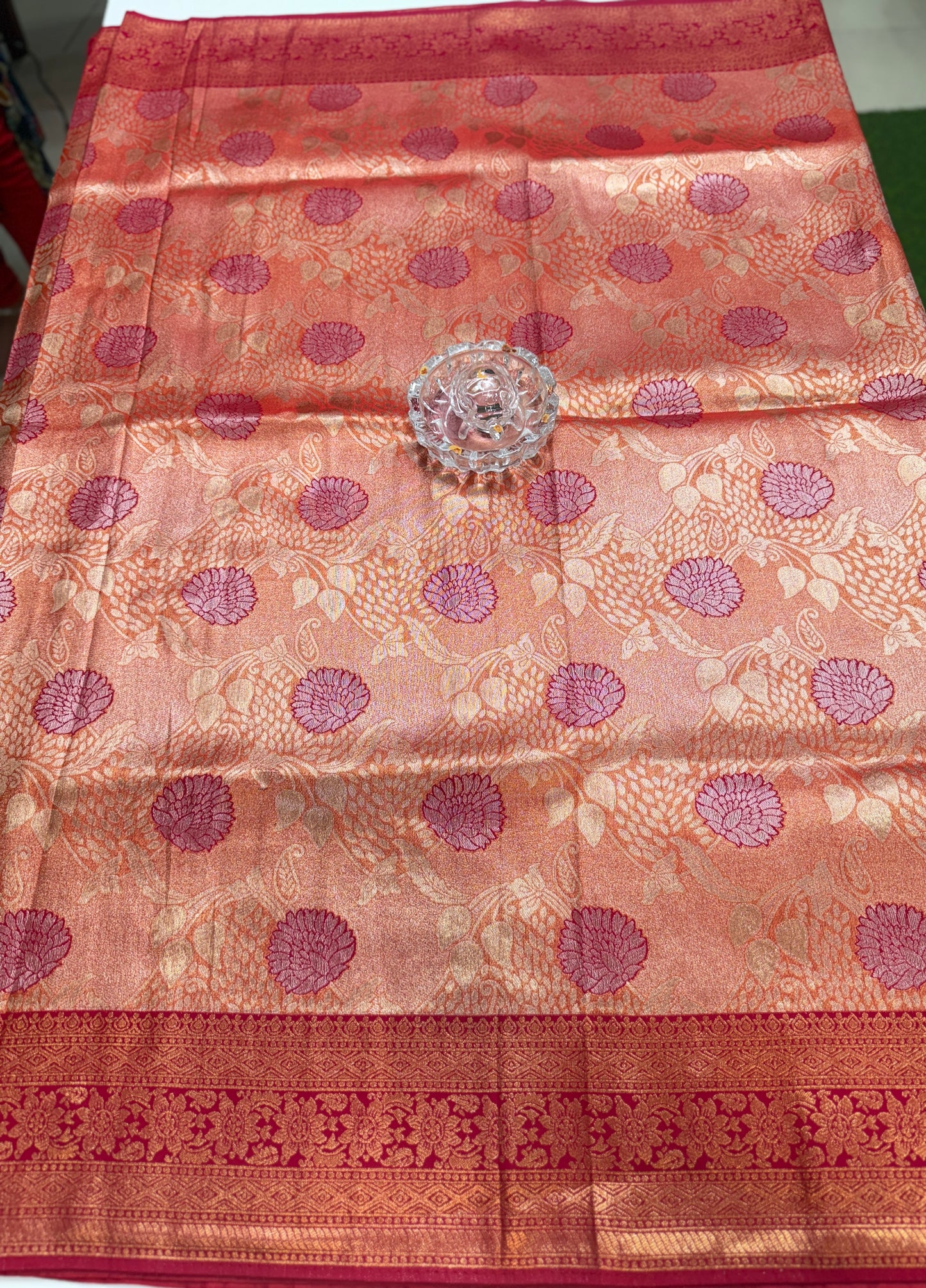 Kanjivaram Soft Silk Saree with Meenakari Weaving, Broad Pattu and Potli Tassels – Wedding Silk Saree for Women