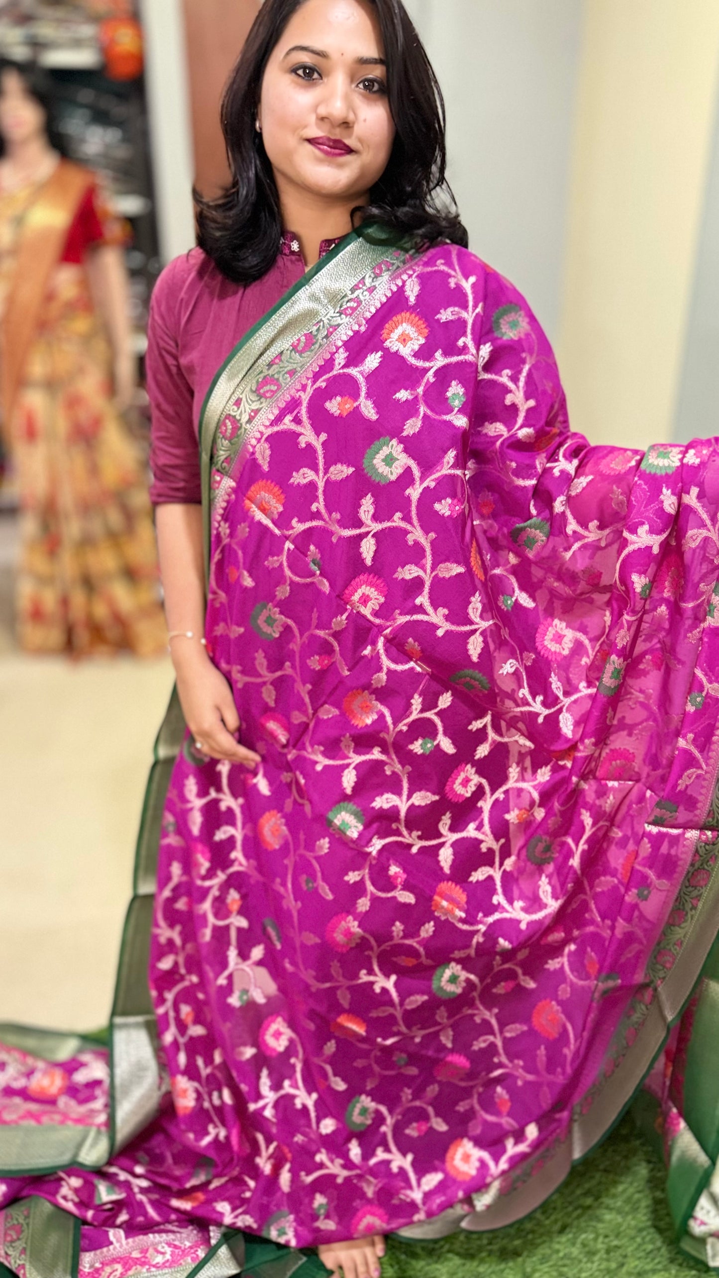 Diwali Dhamaka Offer: Banarasi Meenakari Georgette Silk Saree