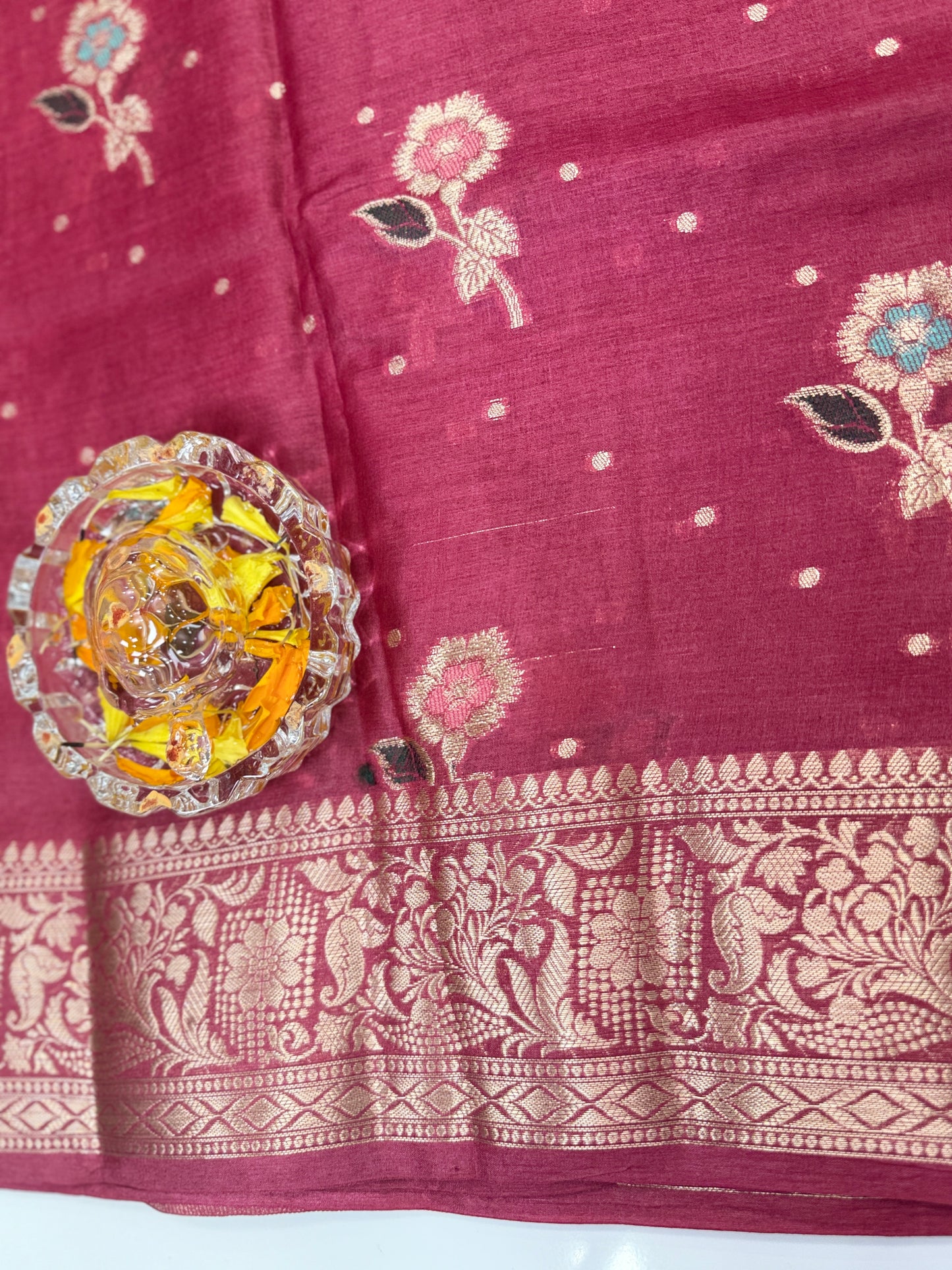 Pure Tussar Silk Jamdani Saree with Multicolor Zari Buta and Rich Pallu – Silk Mark Certified