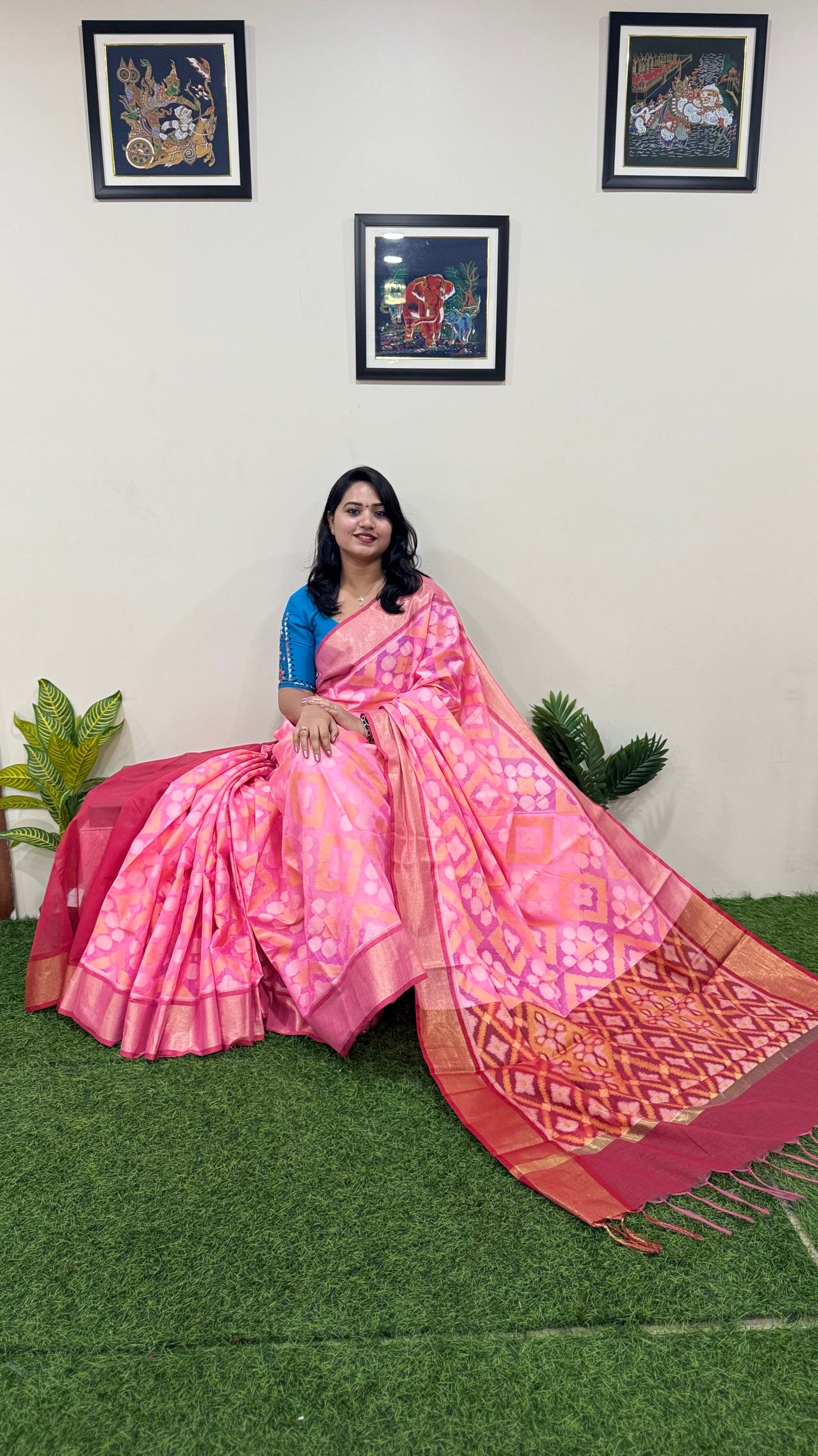 Pochampally Pure Cotton Saree for Women with Traditional Ikat Weave and Blouse Piece – Multiple Colors