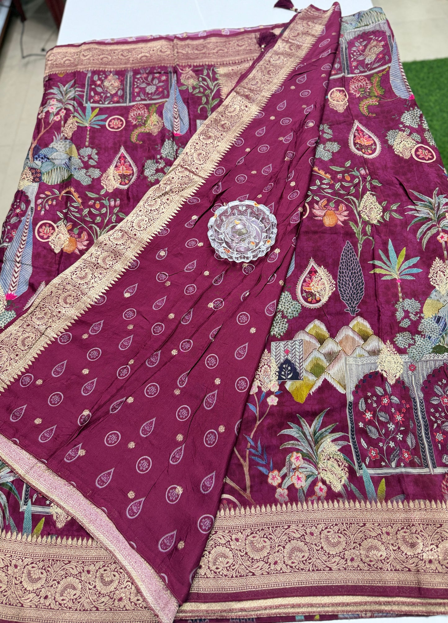 Pure Modal Silk Saree with Digital Print and Zari Border – Premium Festive Ethnic Saree for Women