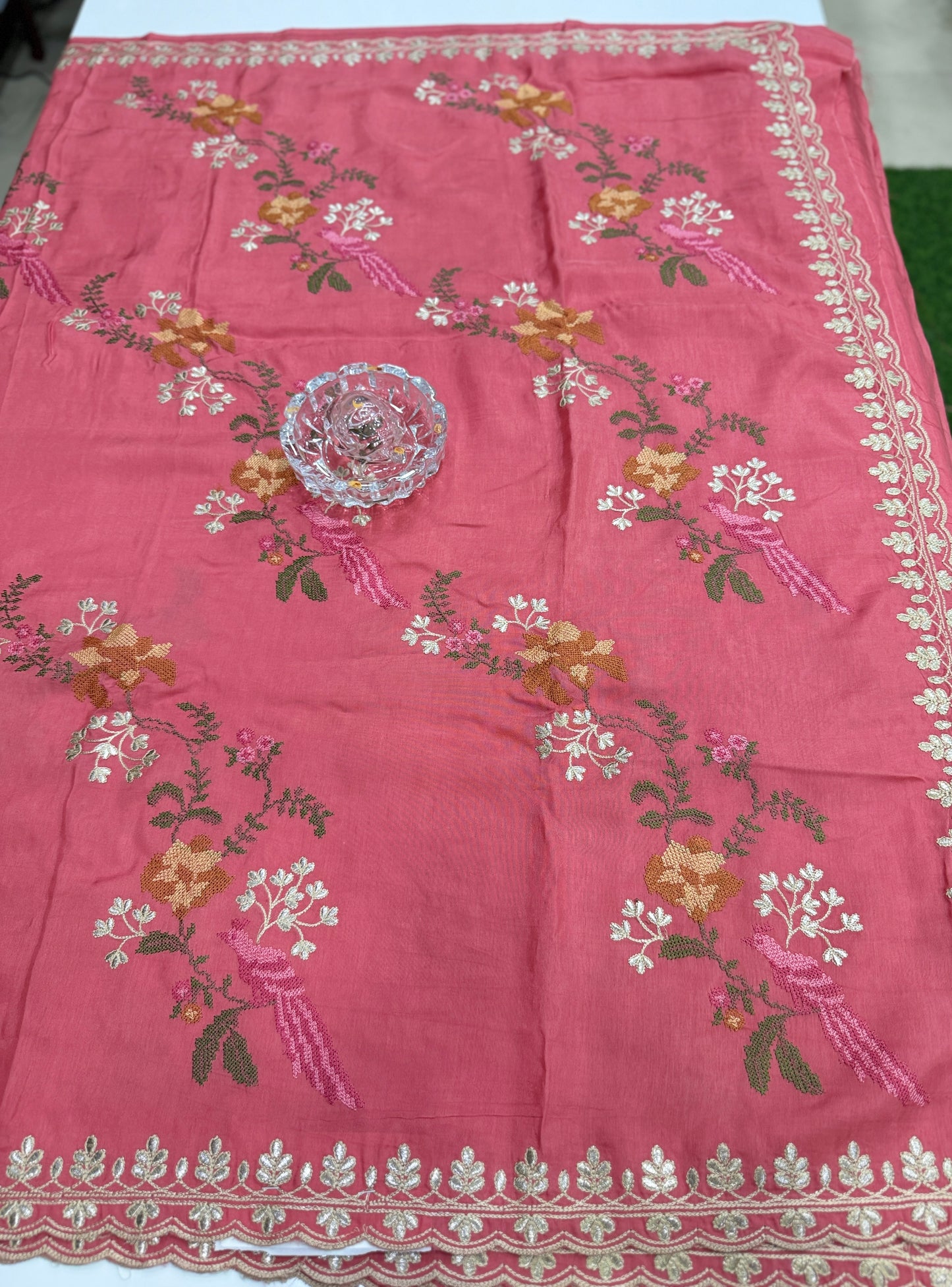 Pure Munga Silk Saree with Fancy Gotta and Embroidery Work – Festive & Wedding Wear