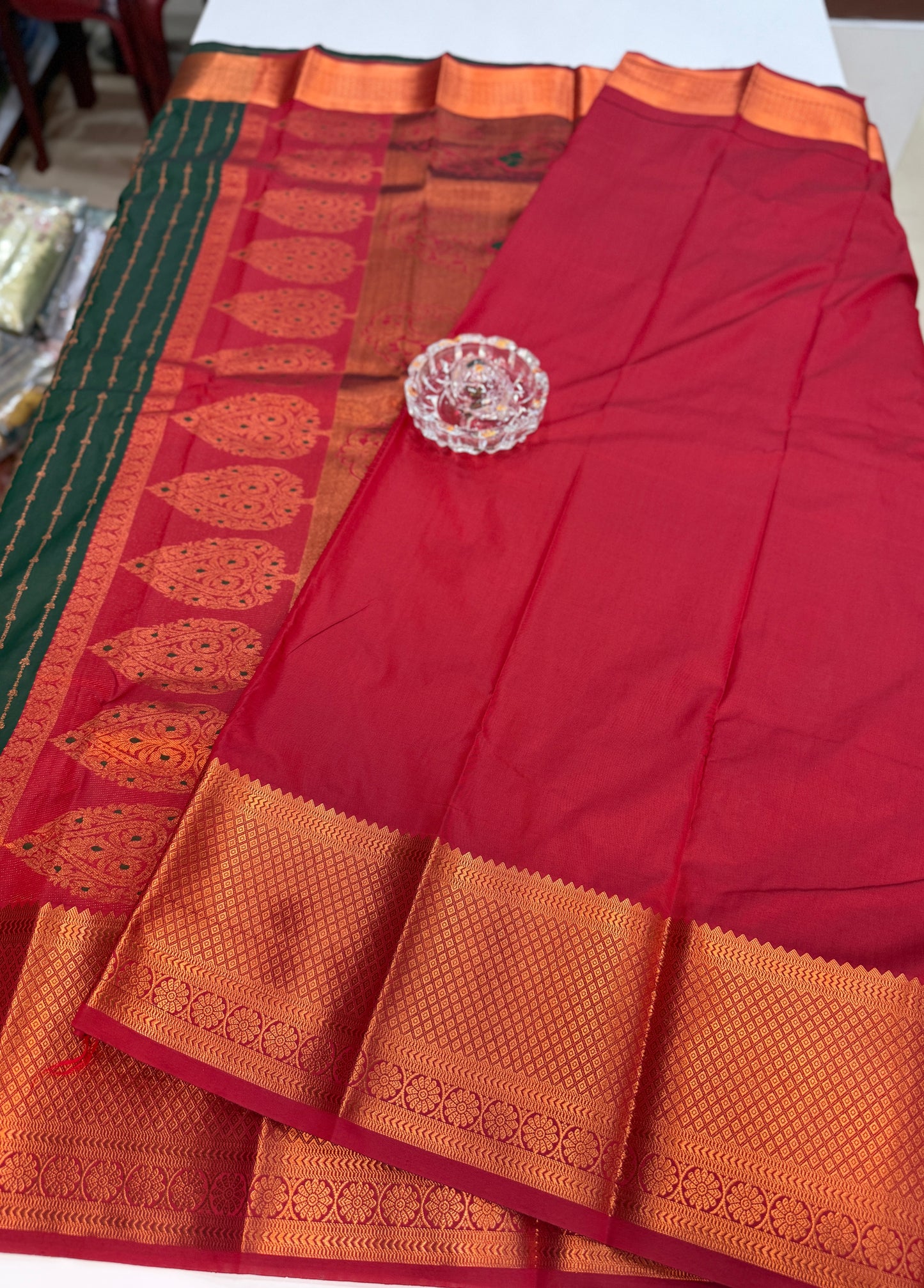 Dharmavaram Silk Saree with Intricate Meena Work and Blouse Piece for Women