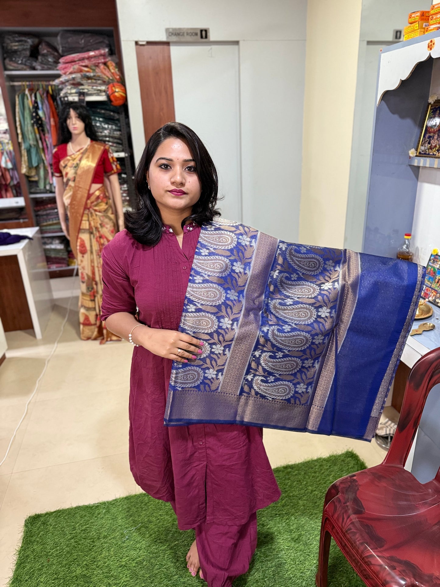 Pure Kota Stripe with Cotton Work Saree