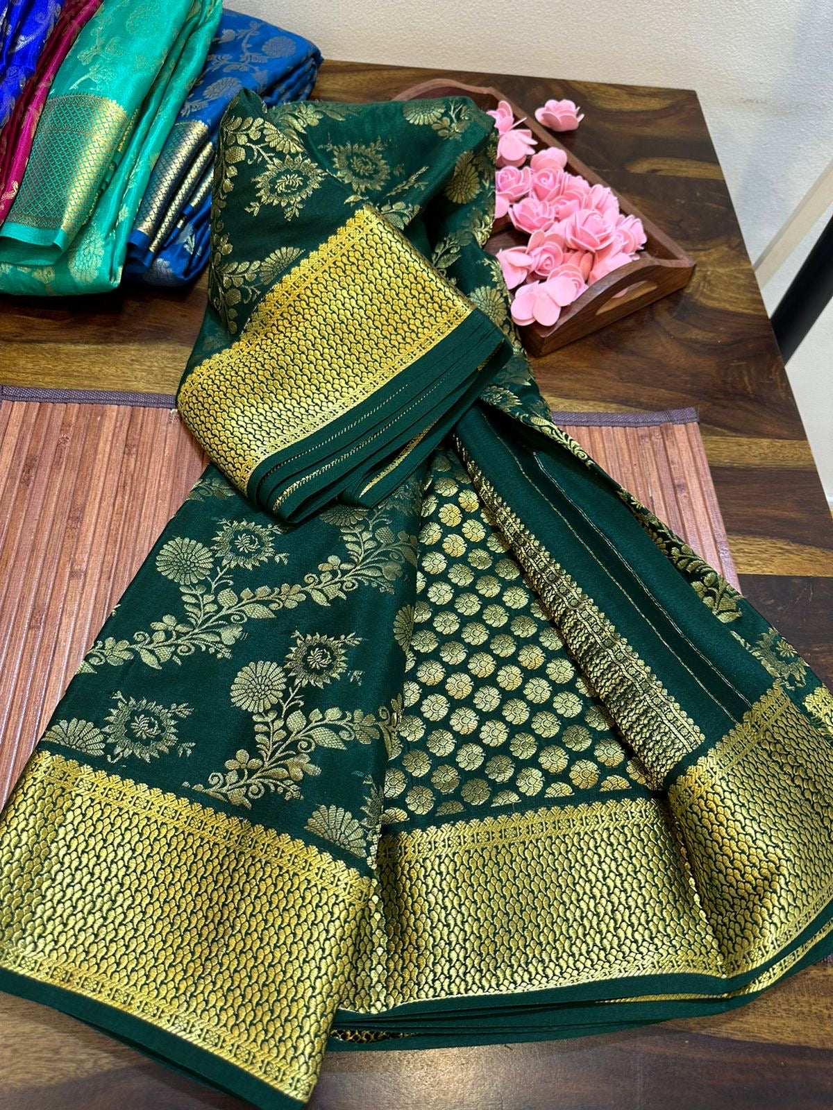 Flat 25 off - Luxurious Pure Brocade Mysore Silk Sarees - Clearance Sale