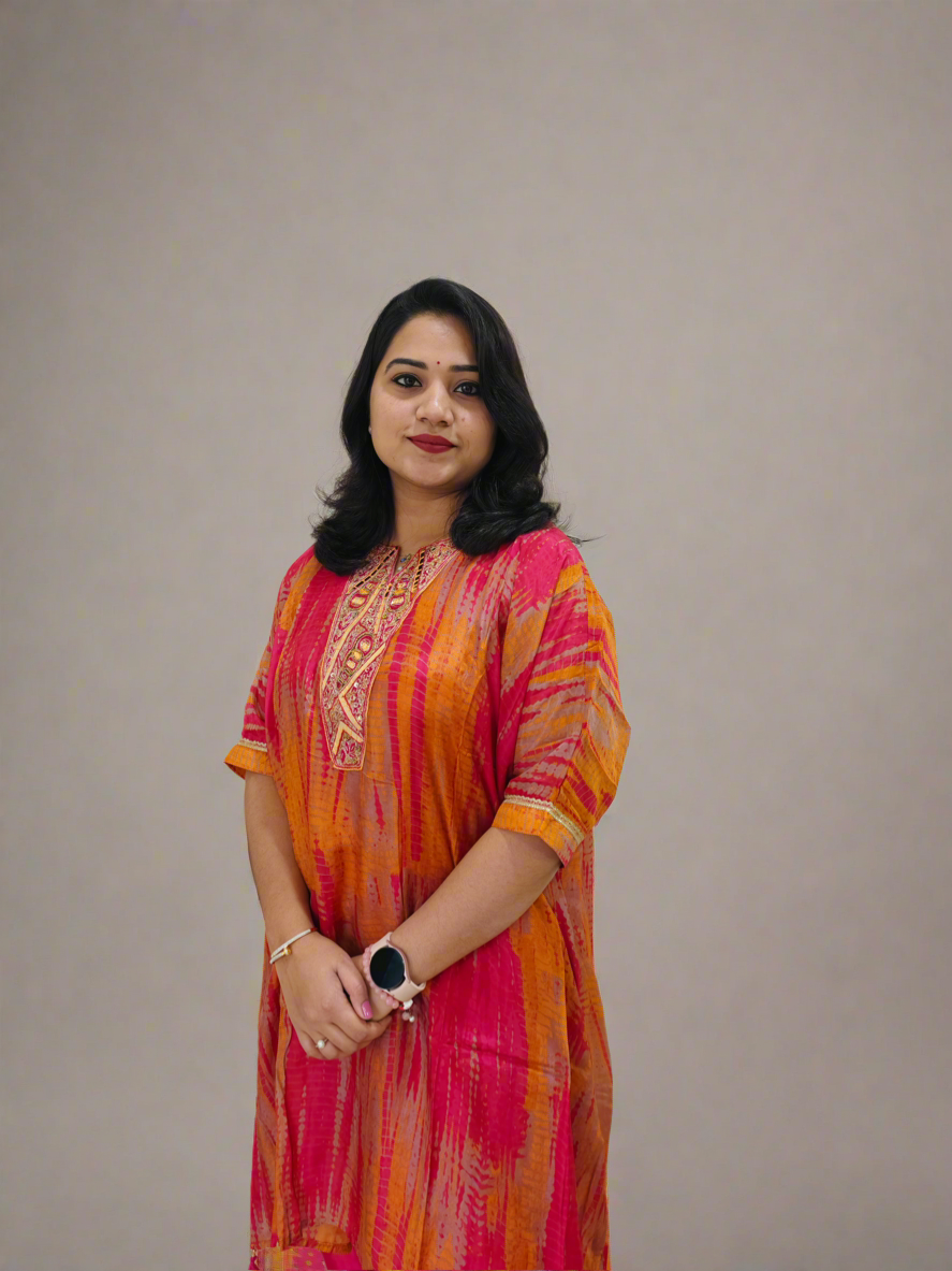 Habutai Silk Kaftan Kurti with Tulip Pant Set Featuring Mirror Embroidery and Tassels