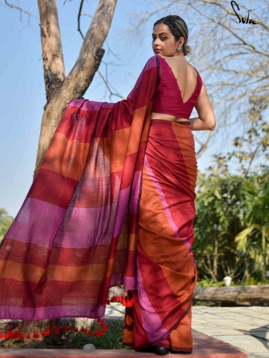 Newly Launched Rangoli Stripe Kaadi Saree