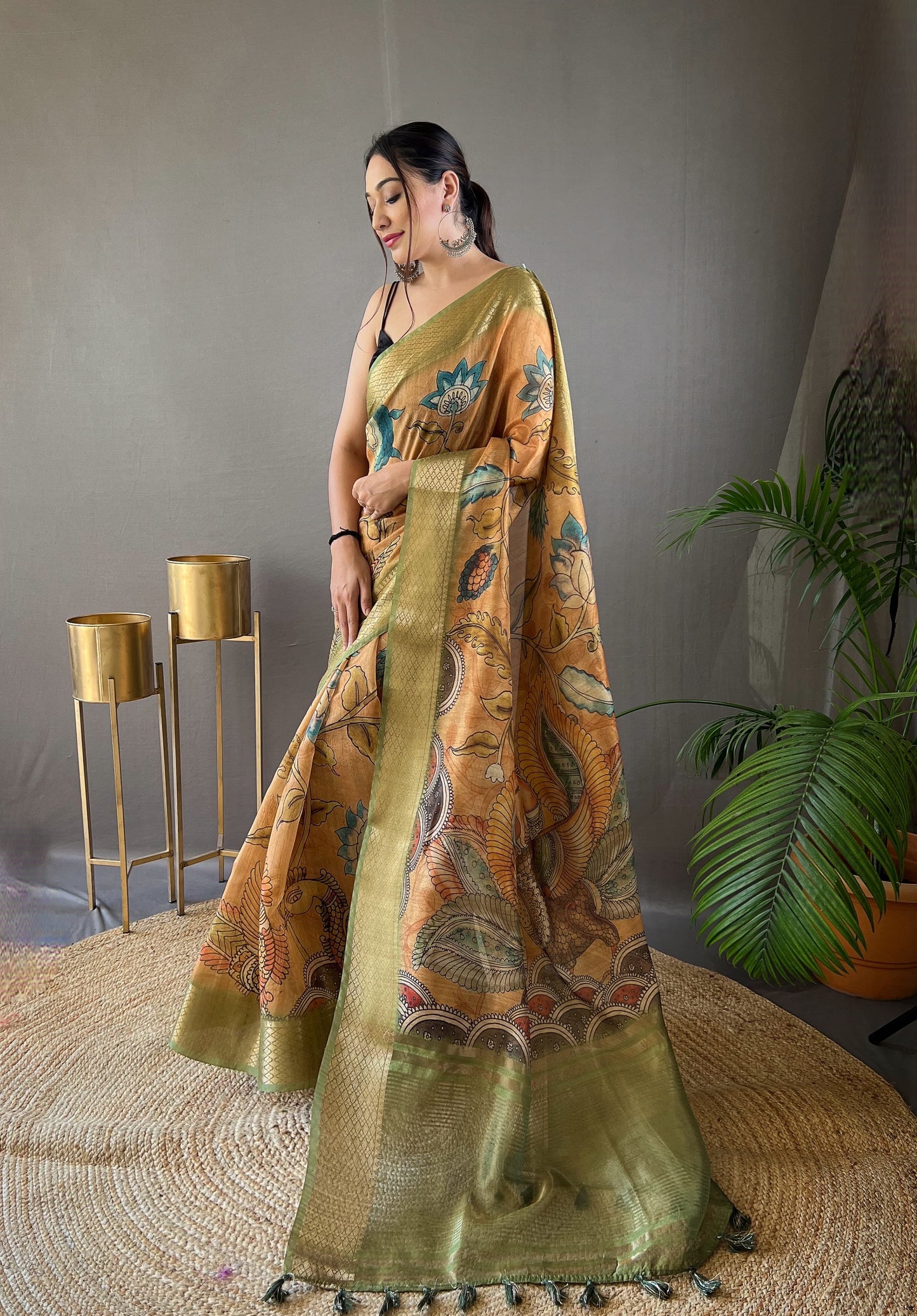 Pure Tussar Silk Kalamkari Sarees