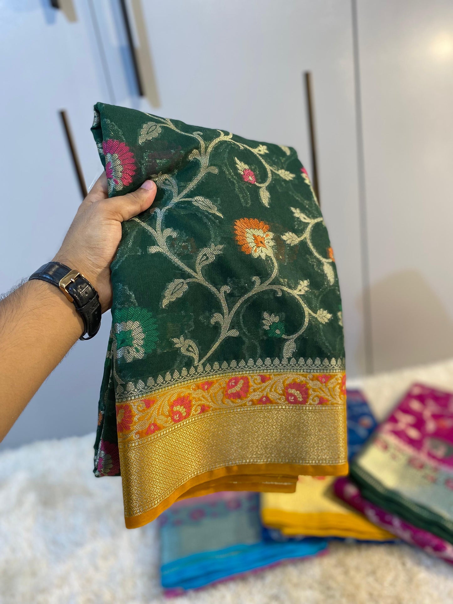 Diwali Dhamaka Offer: Banarasi Meenakari Georgette Silk Saree