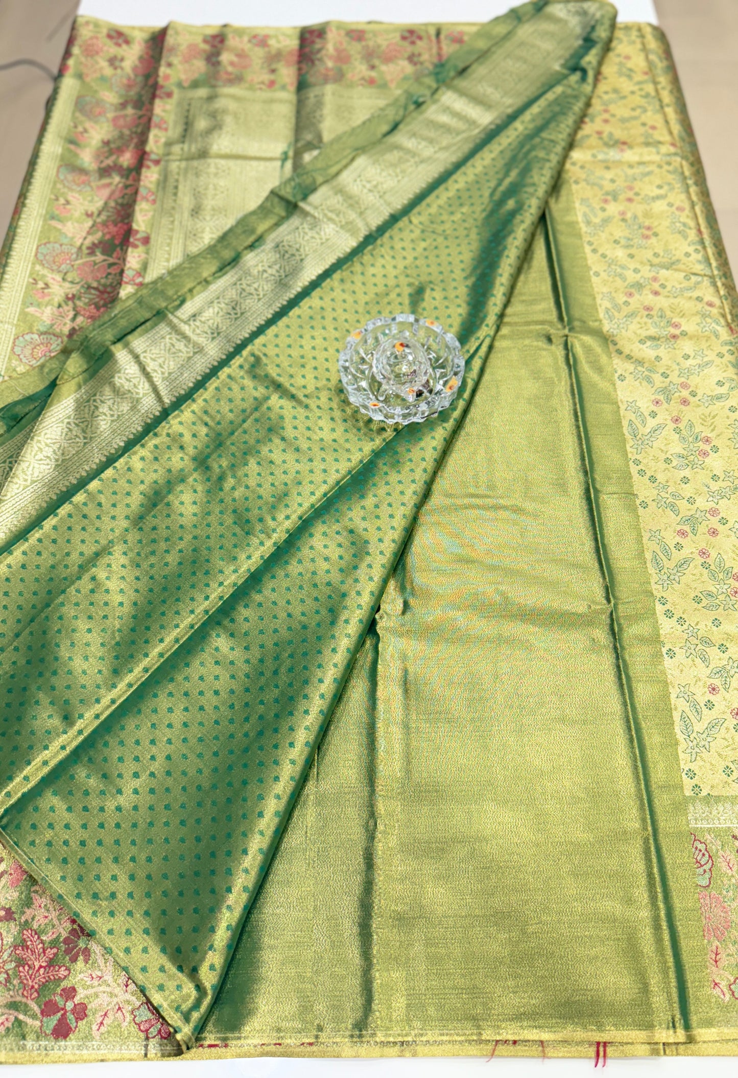 Dharmavaram Style Silk Saree with Zari Floral Weaving and Grand Pallu – Traditional Wedding Saree