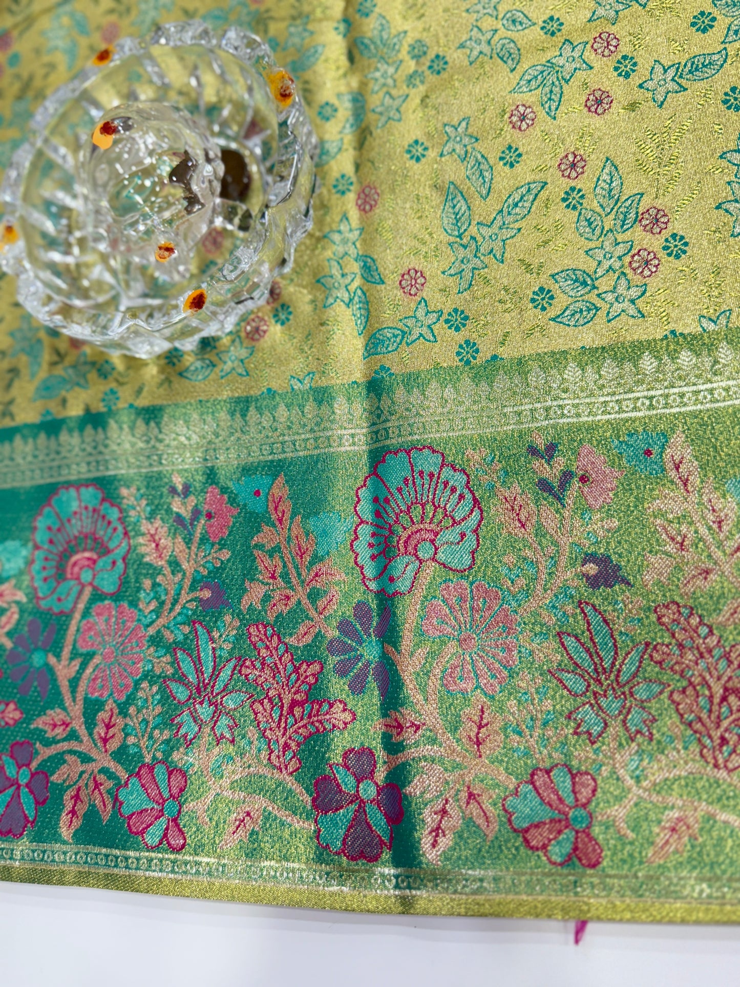 Dharmavaram Style Silk Saree with Zari Floral Weaving and Grand Pallu – Traditional Wedding Saree